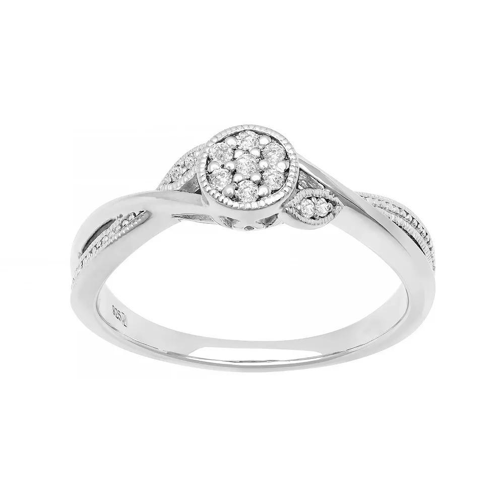 Love Always Sterling Silver 1/10 Carat T.W. Diamond Leaf Promise Ring, Women's, Size: 8 Product Image