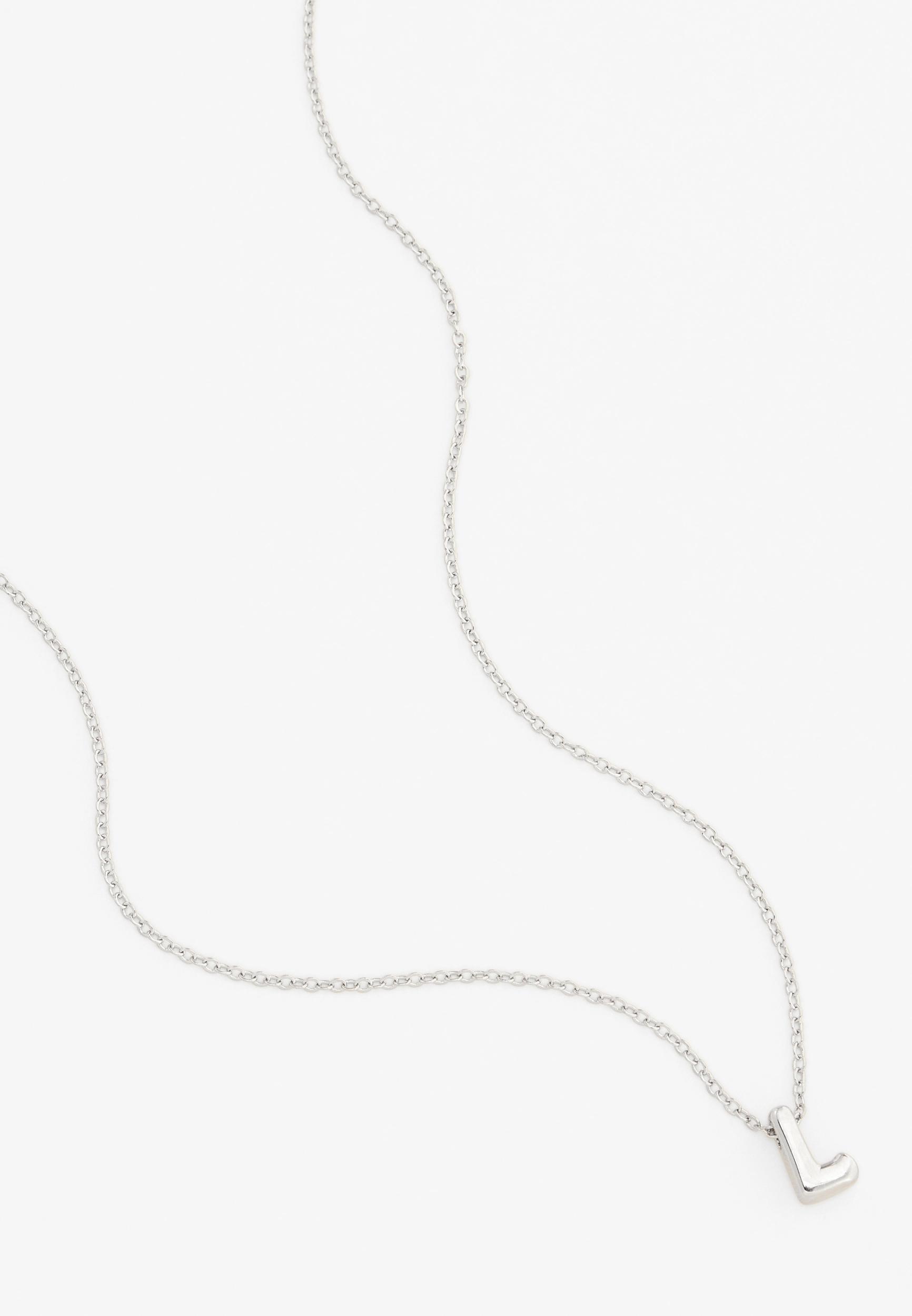 Silver Bubble Initial Pendant Necklace Product Image