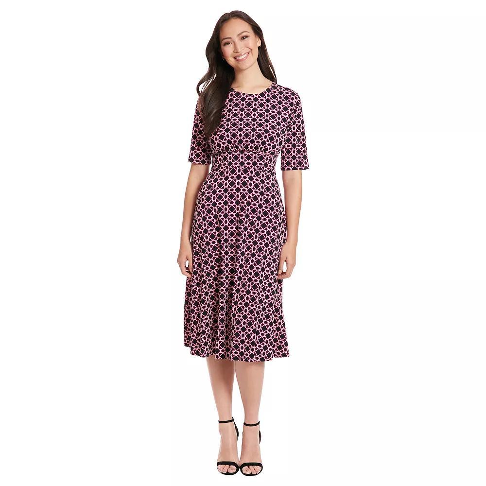 Women's London Times Printed Midi A-Line Dress, Size: 10, Black Product Image