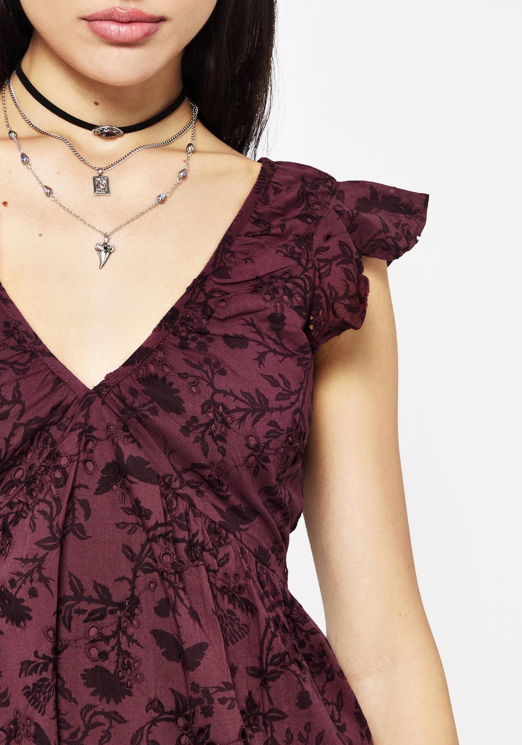 Morgana Cotton Broderie Frill Sleeve Mini Dress Product Image