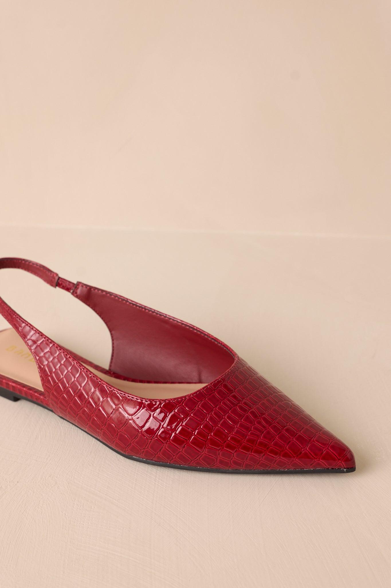 Mixed Feelings Red Pointed-Toe Slingback Flats Product Image