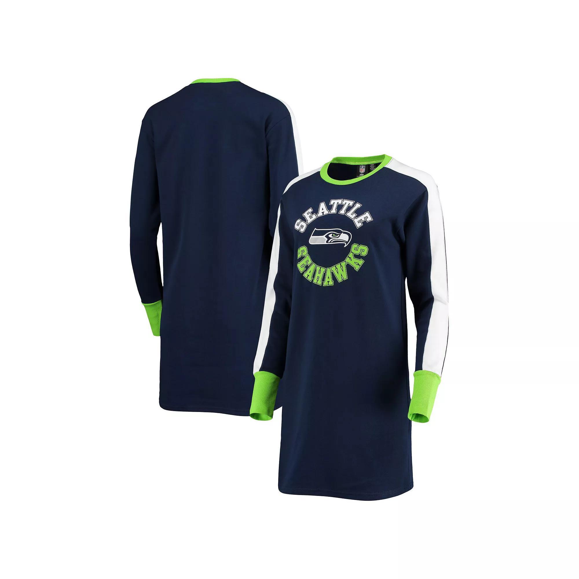 Women's G-III 4Her by Carl Banks College Navy Seattle Seahawks Hurry Up Offense T-Shirt Dress, Size: XS, Blue Product Image