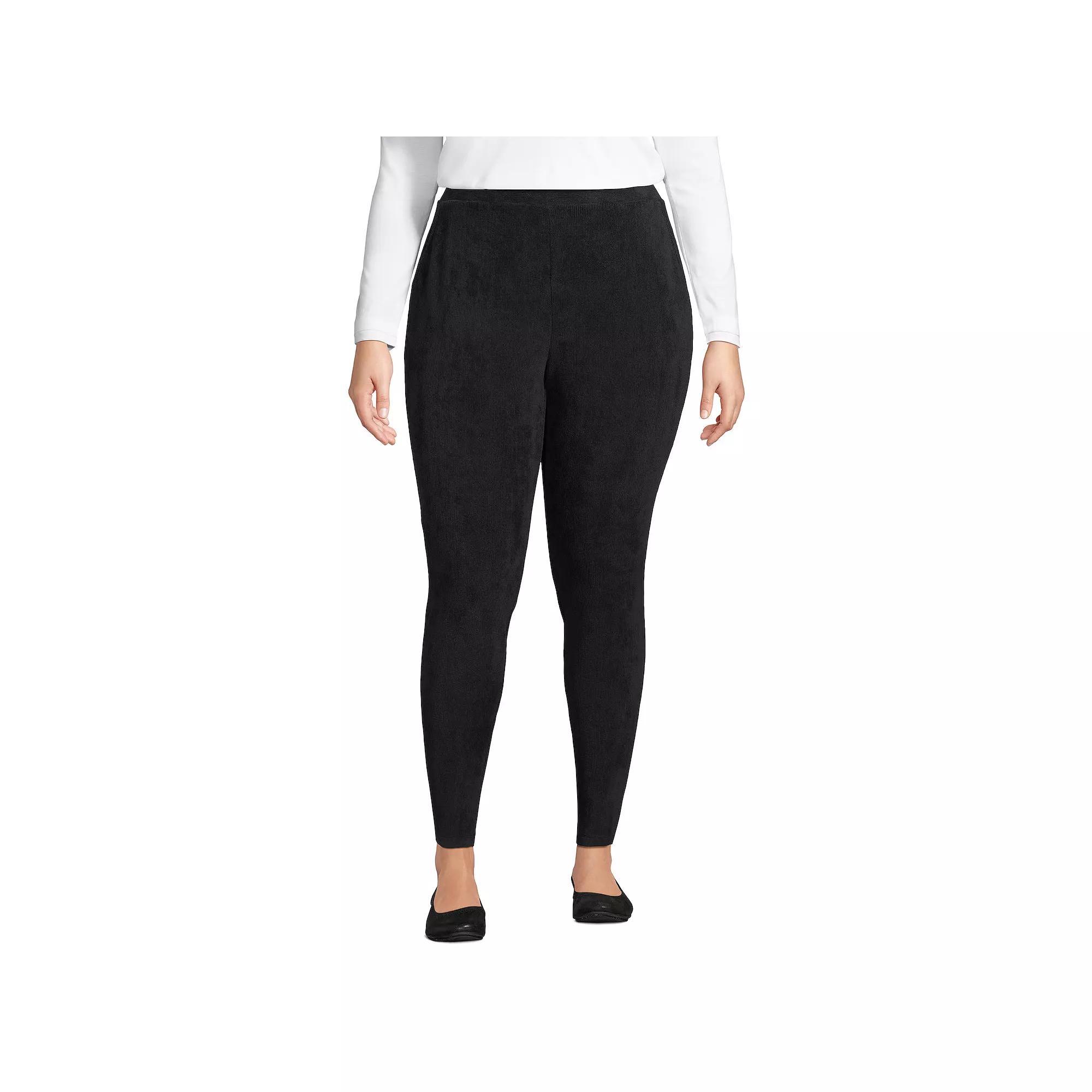 Plus Size Lands' End Sport Knit High-Waist Corduroy Leggings, Women's, Size: 1XL, Black Plum Product Image