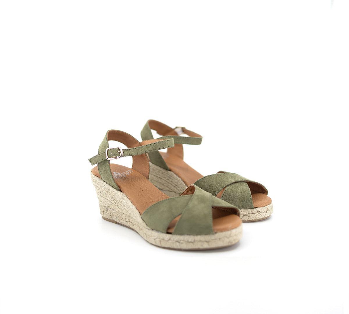 Jimena Olive Crisscross Medium Wedge Product Image