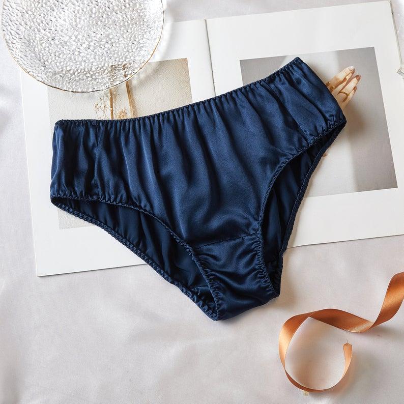 Black Pure Mulberry Silk Bikini Panties | Mid Waist | 22 Momme | Float Collection Product Image