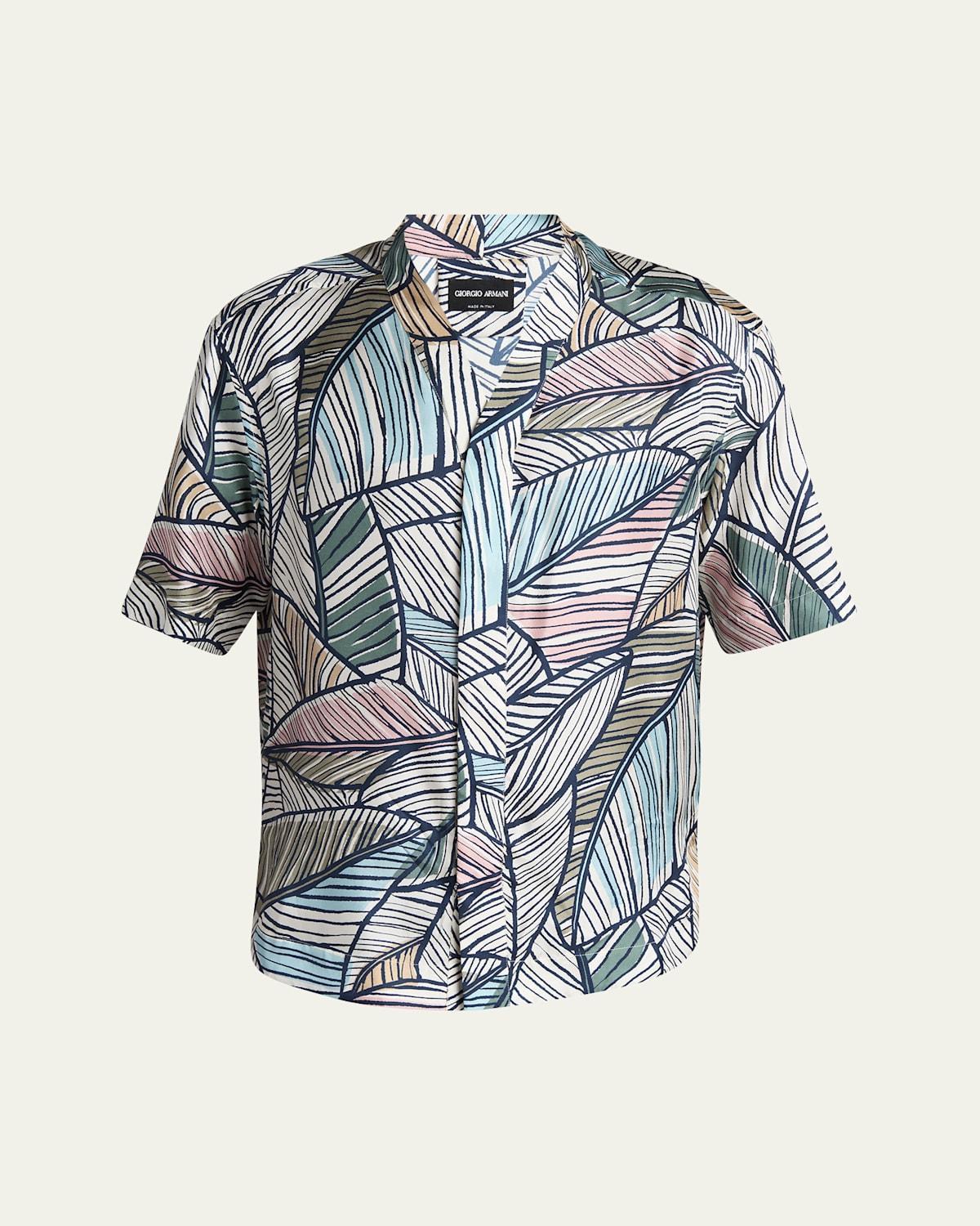 Mens Multi Palm Silk Camp Shirt Product Image