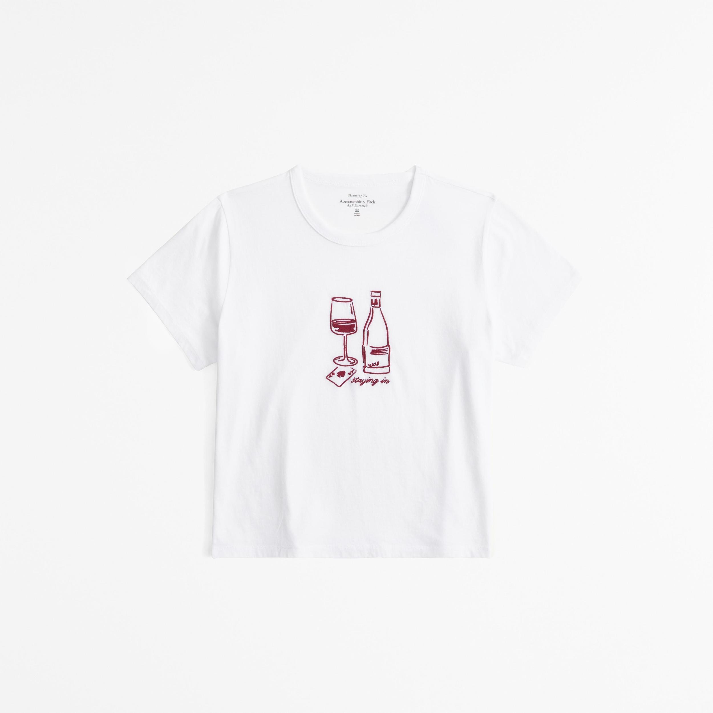 Short-Sleeve Staying In Graphic Skimming Tee Product Image