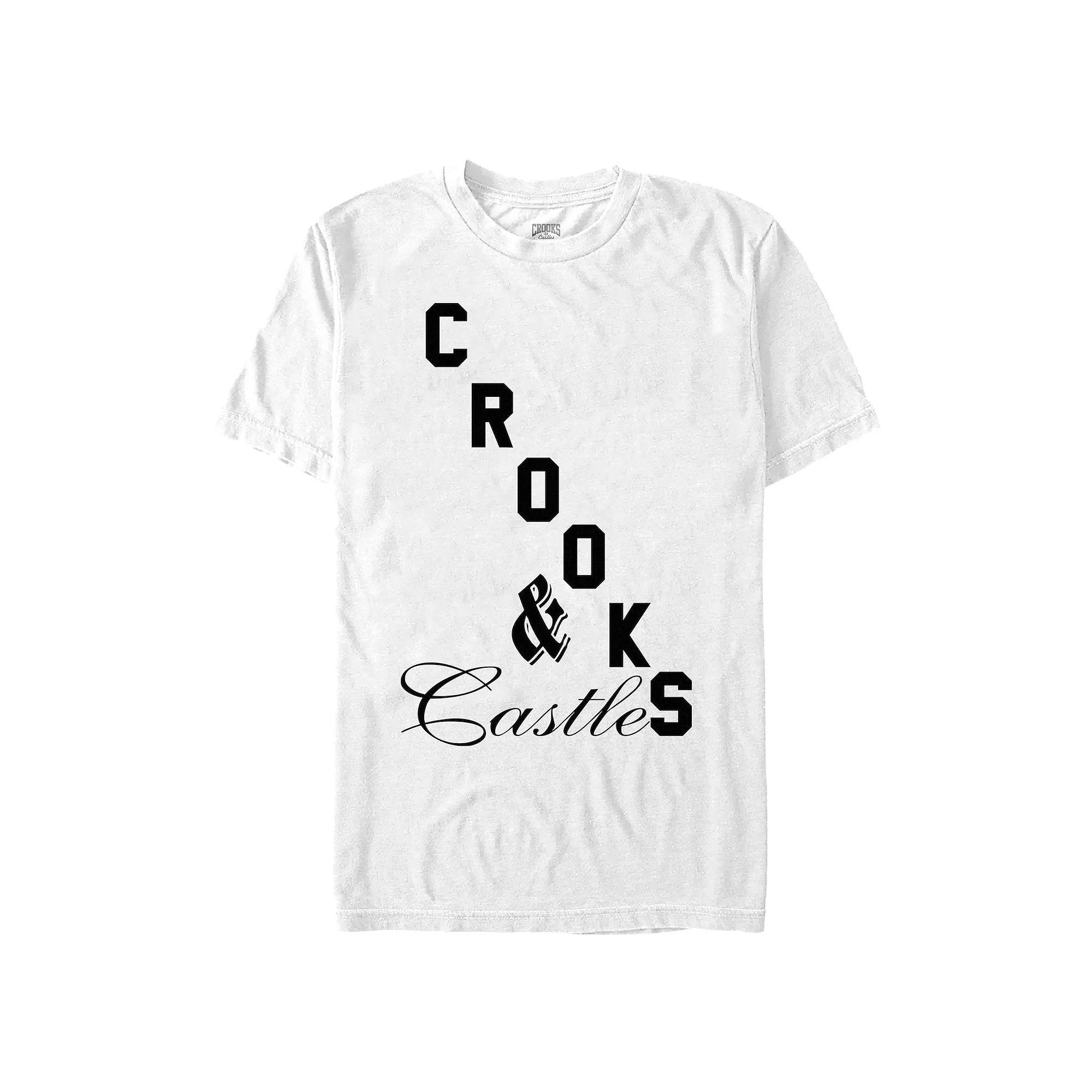 Men's Crooks And Castle Mixed Font Title Logo Graphic Tee, Size: 3XL, White Product Image