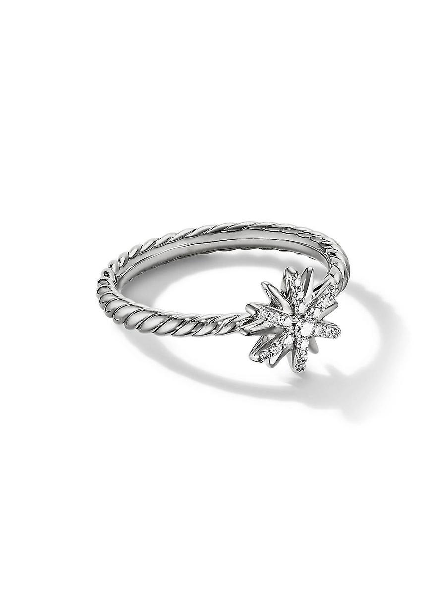David Yurman Sterling Silver Petite Starburst Station Ring with Diamonds Product Image