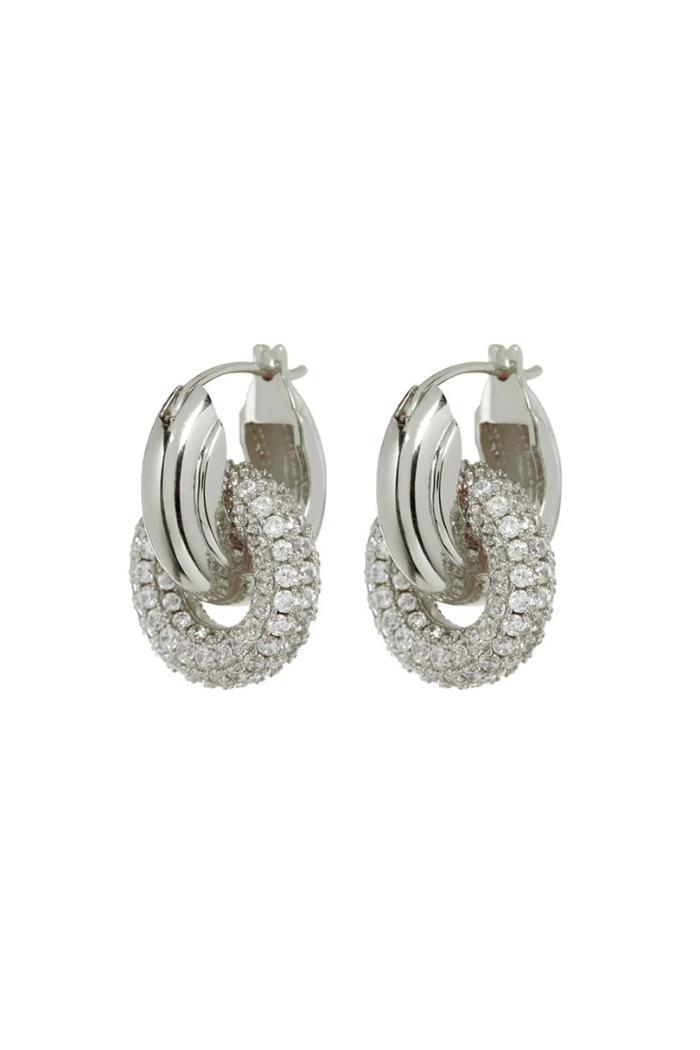 Pave Interlock Hoops - Gold Product Image