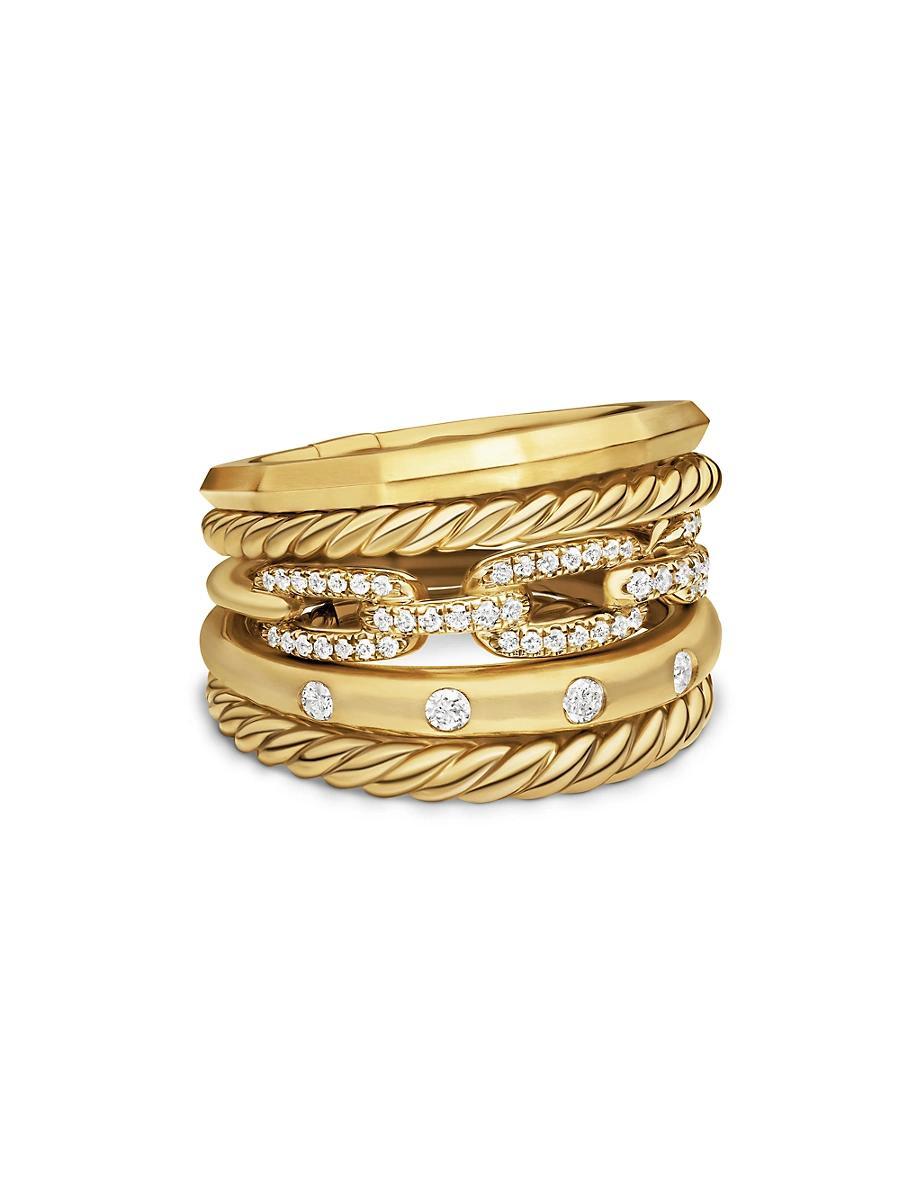 Womens Stax Wide Ring with Diamonds in 18K Yellow Gold/15mm Product Image