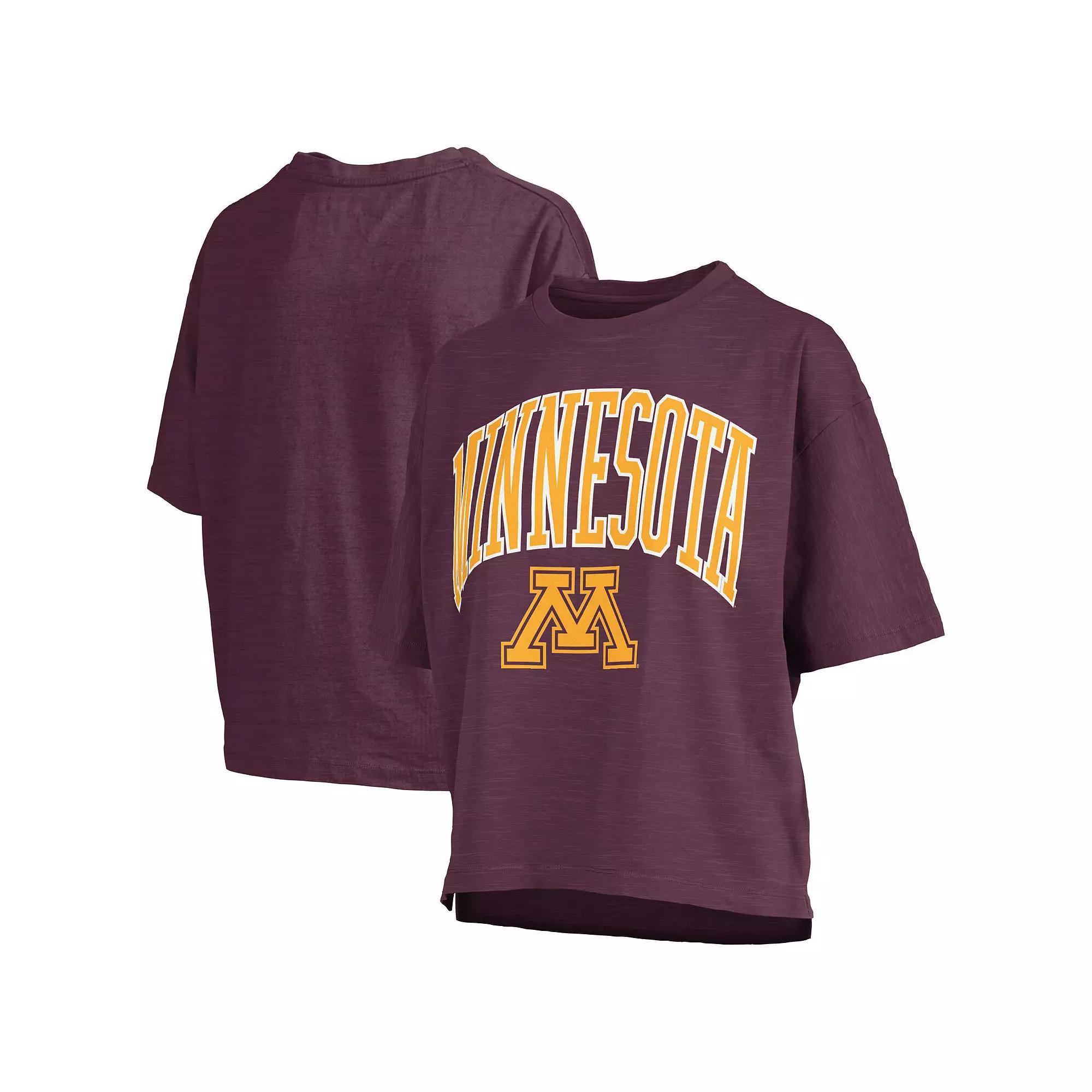 Women's Pressbox Maroon Minnesota Golden Gophers Nelson Arch Over Logo Waist Length Oversized Slub T-Shirt, Size: 2XL, Red Product Image
