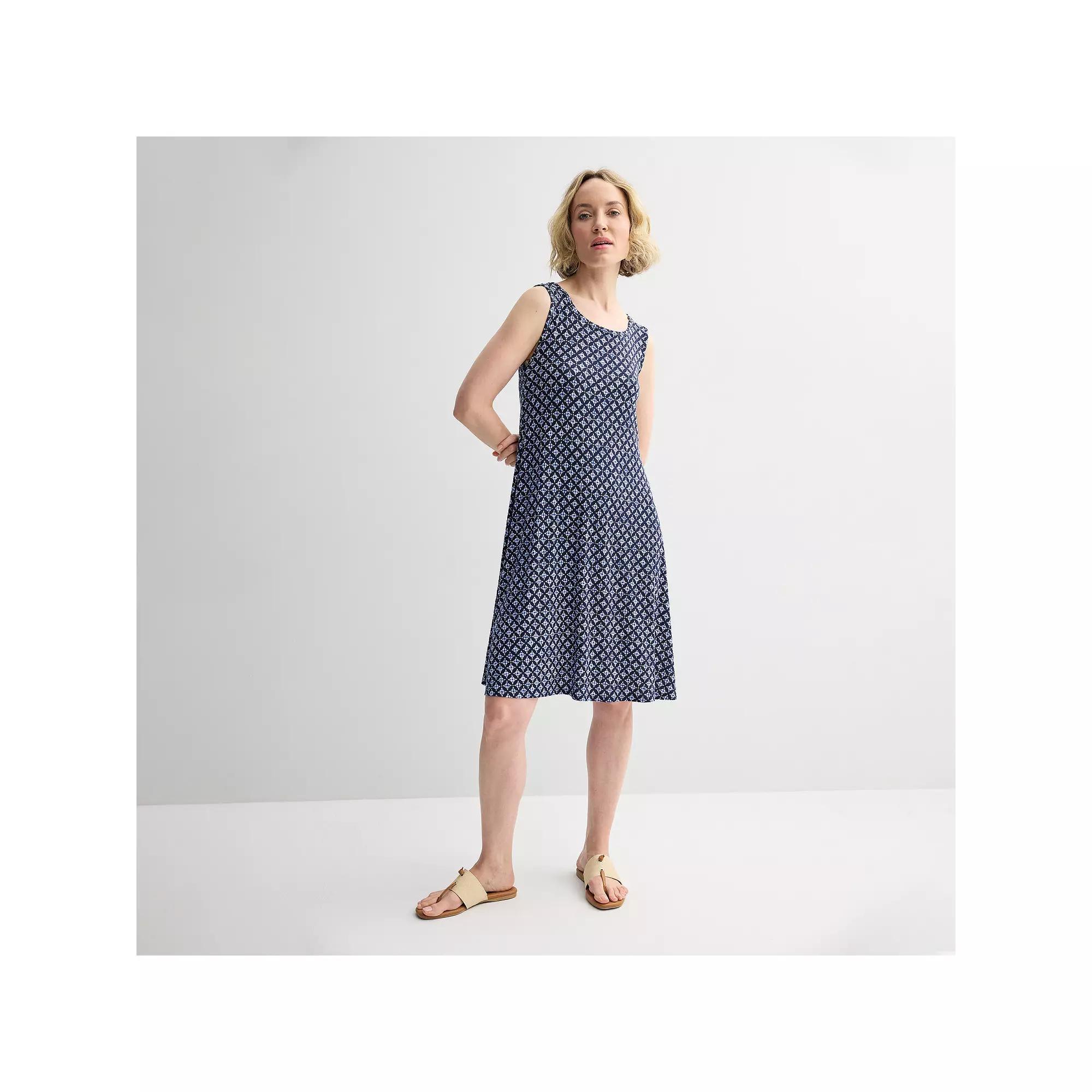 Women's Croft & Barrow® Sleeveless Tank Swing Dress, Size: XXL, Black Fun Palm Product Image