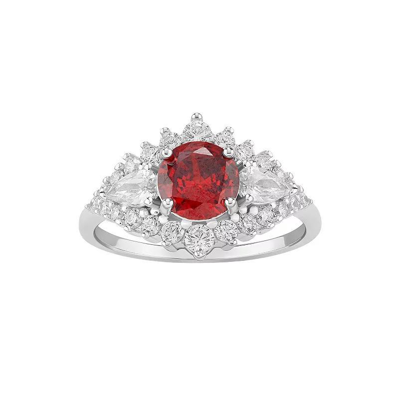 PRIMROSE Sterling Silver Cubic Zirconia Art Deco Ring, Womens Sterling Red Product Image