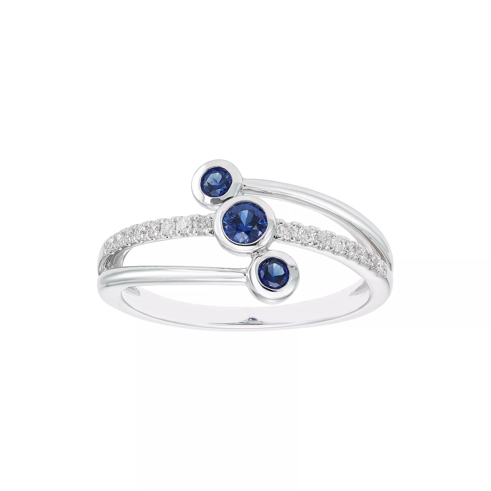 Boston Bay Diamonds Lab-Created Gemstone & 1/10 Carat T.W. Diamond 3-Stone Ring, Women's, Size: 6, Red Product Image