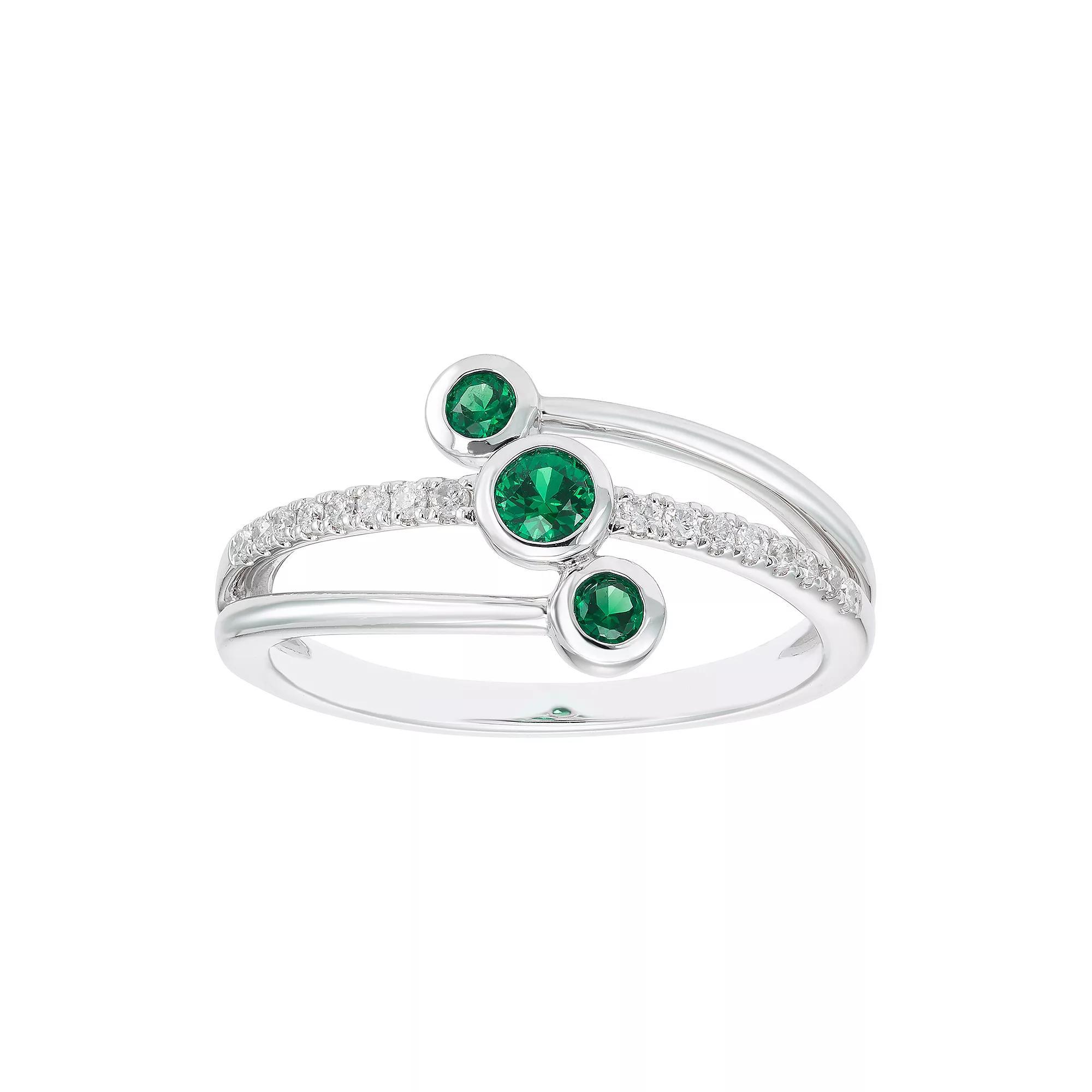 Boston Bay Diamonds Lab-Created Gemstone & 1/10 Carat T.W. Diamond 3-Stone Ring, Women's, Size: 6, Red Product Image
