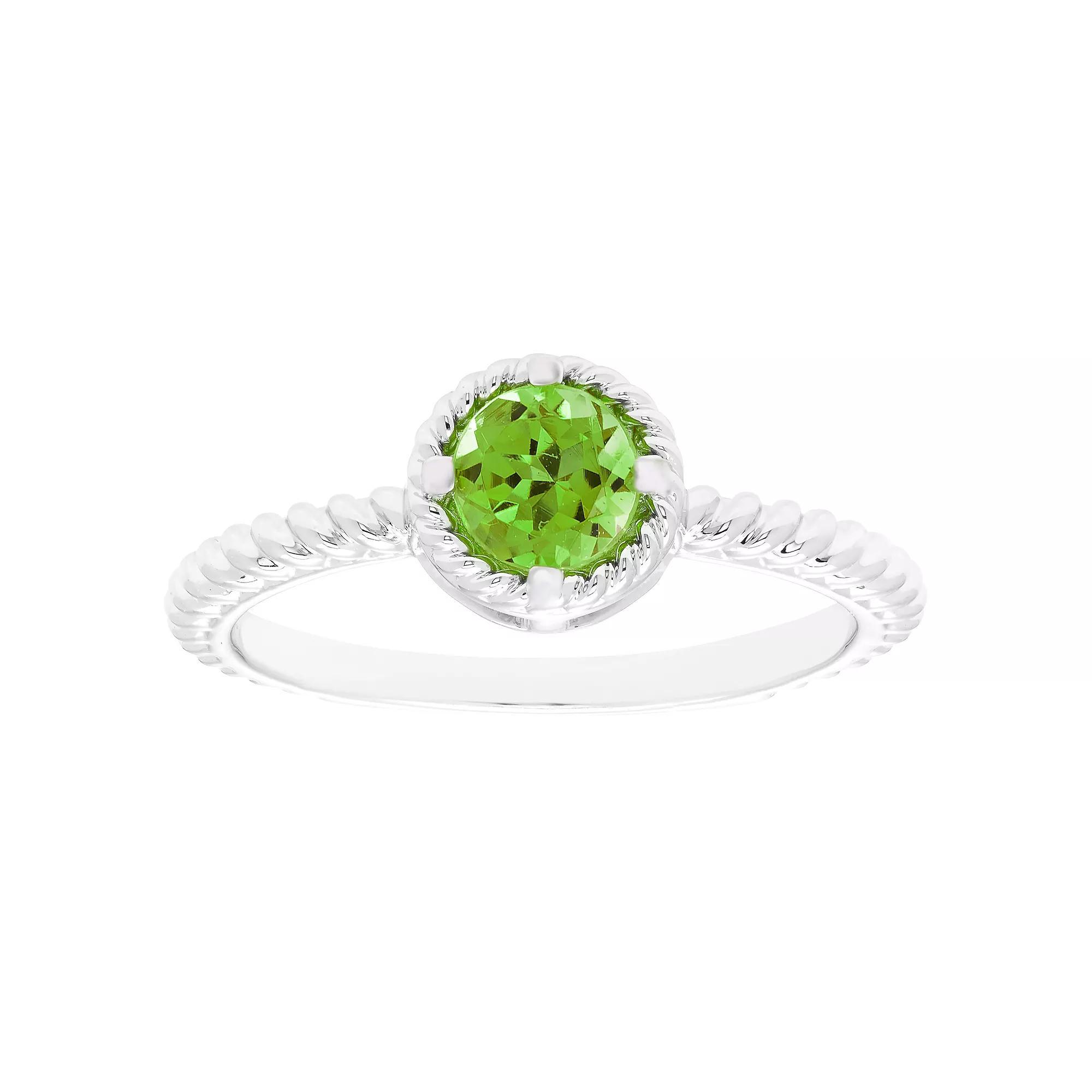 Boston Bay Diamonds Sterling Silver Genuine Peridot Rope Halo Stacking Ring, Women's, Size: 6 Product Image