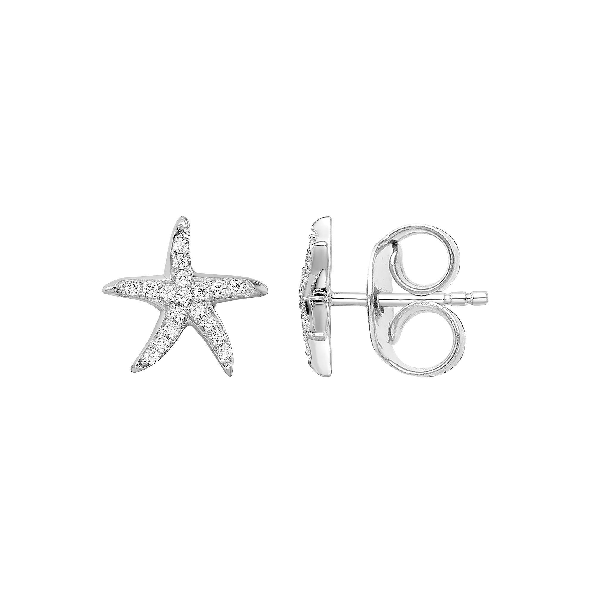 Sophie Miller Brilliant Embers Sterling Silver Cubic Zirconia Starfish Earrings, Womens Product Image