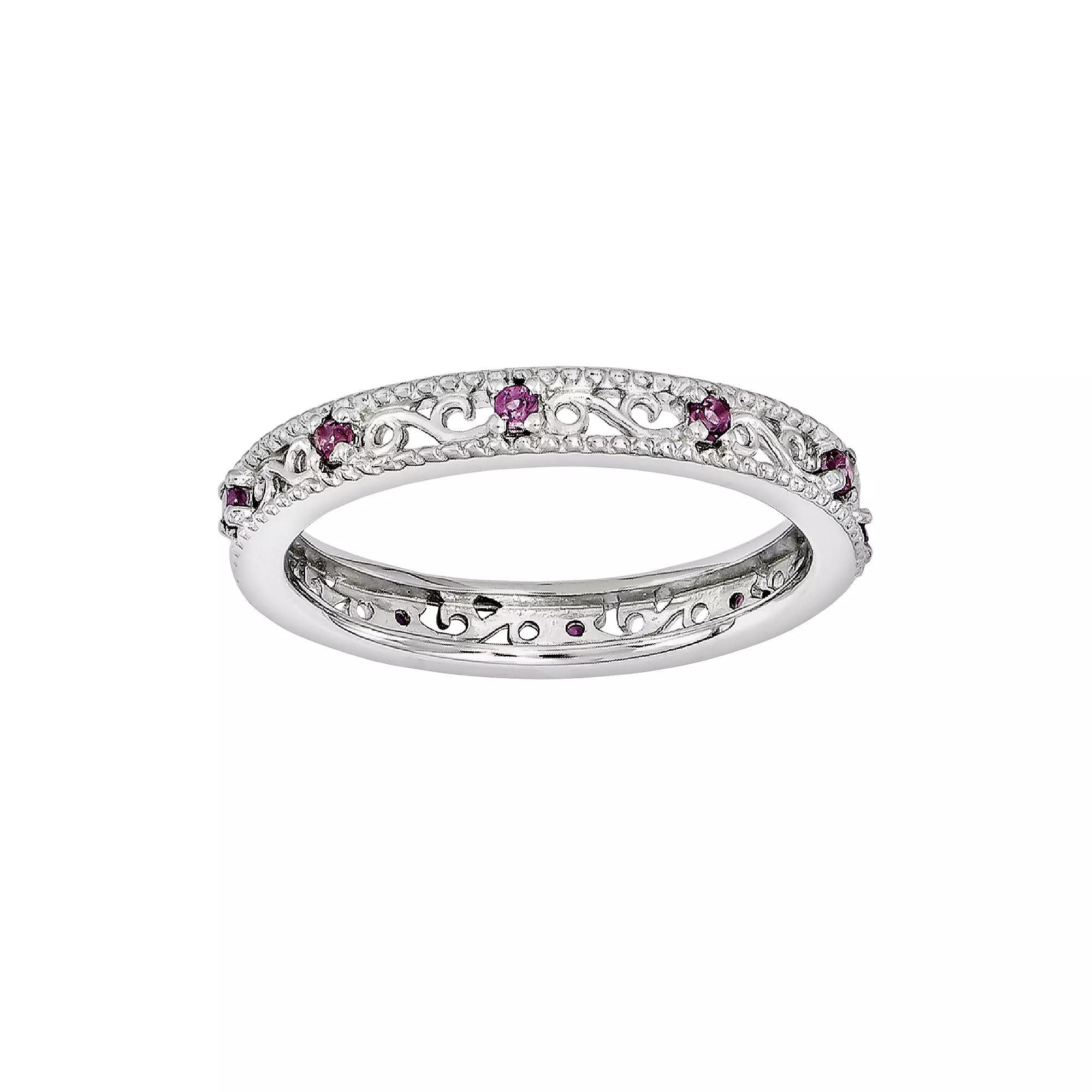 Stacks & Stones Sterling Silver Rhodolite Garnet Stack Ring, Women's, Size: 5, Red Product Image