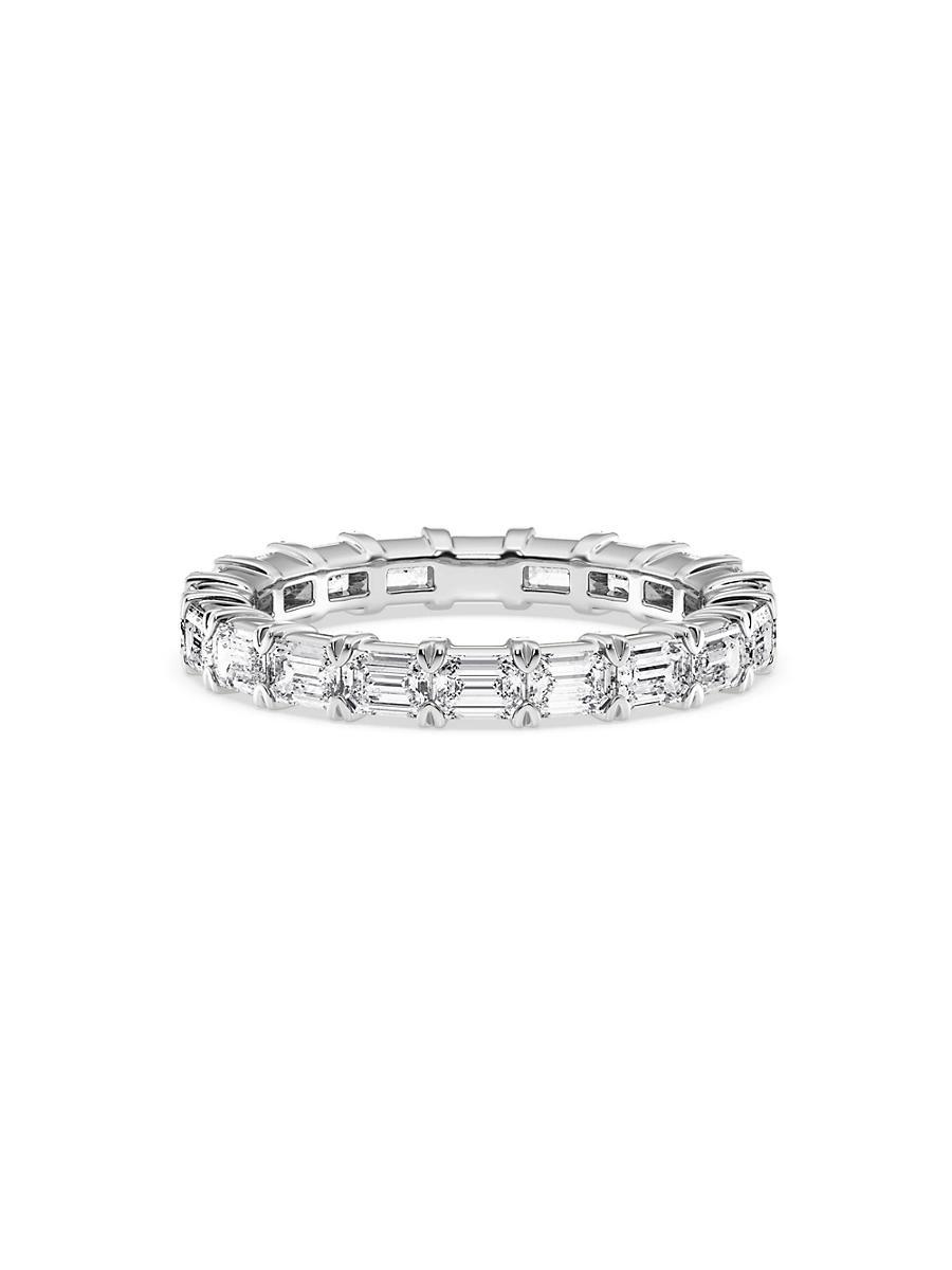 Womens 14K White Gold & 2 TCW Emerald-Cut Natural Diamond Eternity Band Product Image