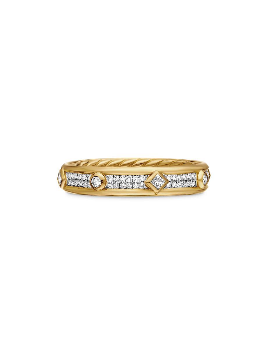 David Yurman 18K Yellow Gold Modern Renaissance Ring with Full Pave Diamonds Product Image