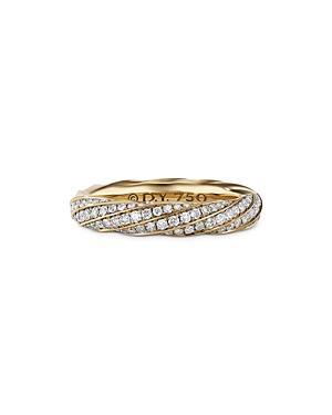 David Yurman Cable Edge Band Ring in Recycled 18K Yellow Gold with Pave Diamonds Product Image