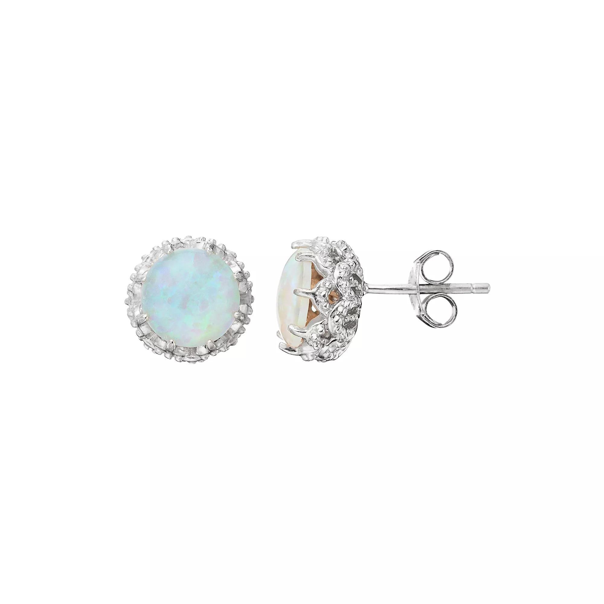 Men's Stainless Steel Cubic Zirconia Round Stud Earrings Product Image