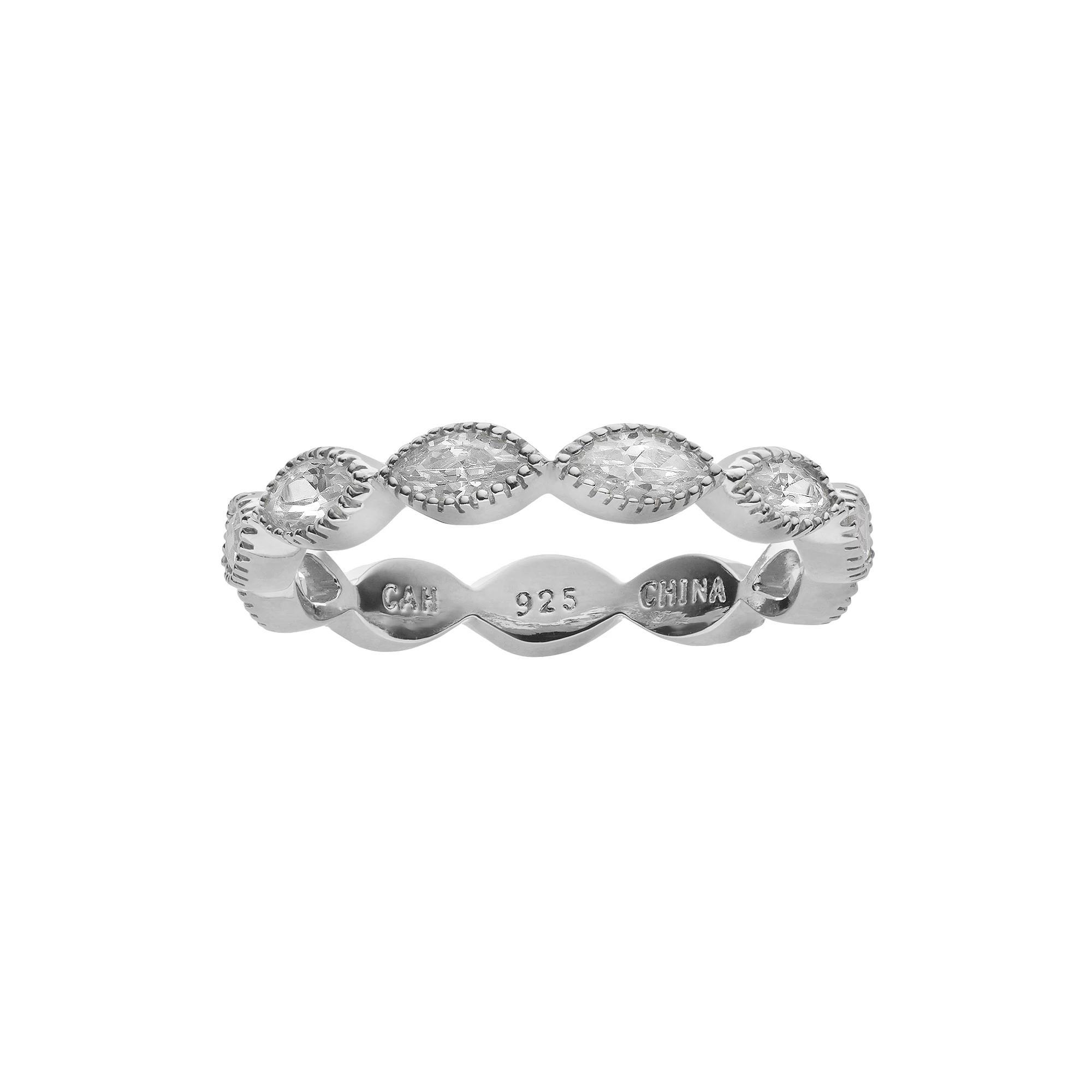 Sophie Miller Cubic Zirconia Sterling Silver Scalloped Ring, Women's, Size: 9, White Product Image