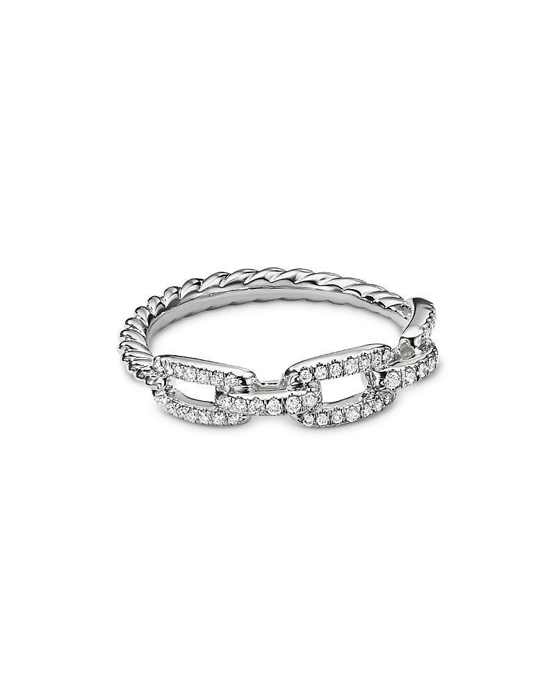 David Yurman 18K White Gold Stax Diamond Link Statement Ring Product Image