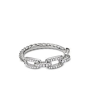 David Yurman 18K White Gold Stax Diamond Link Statement Ring Product Image