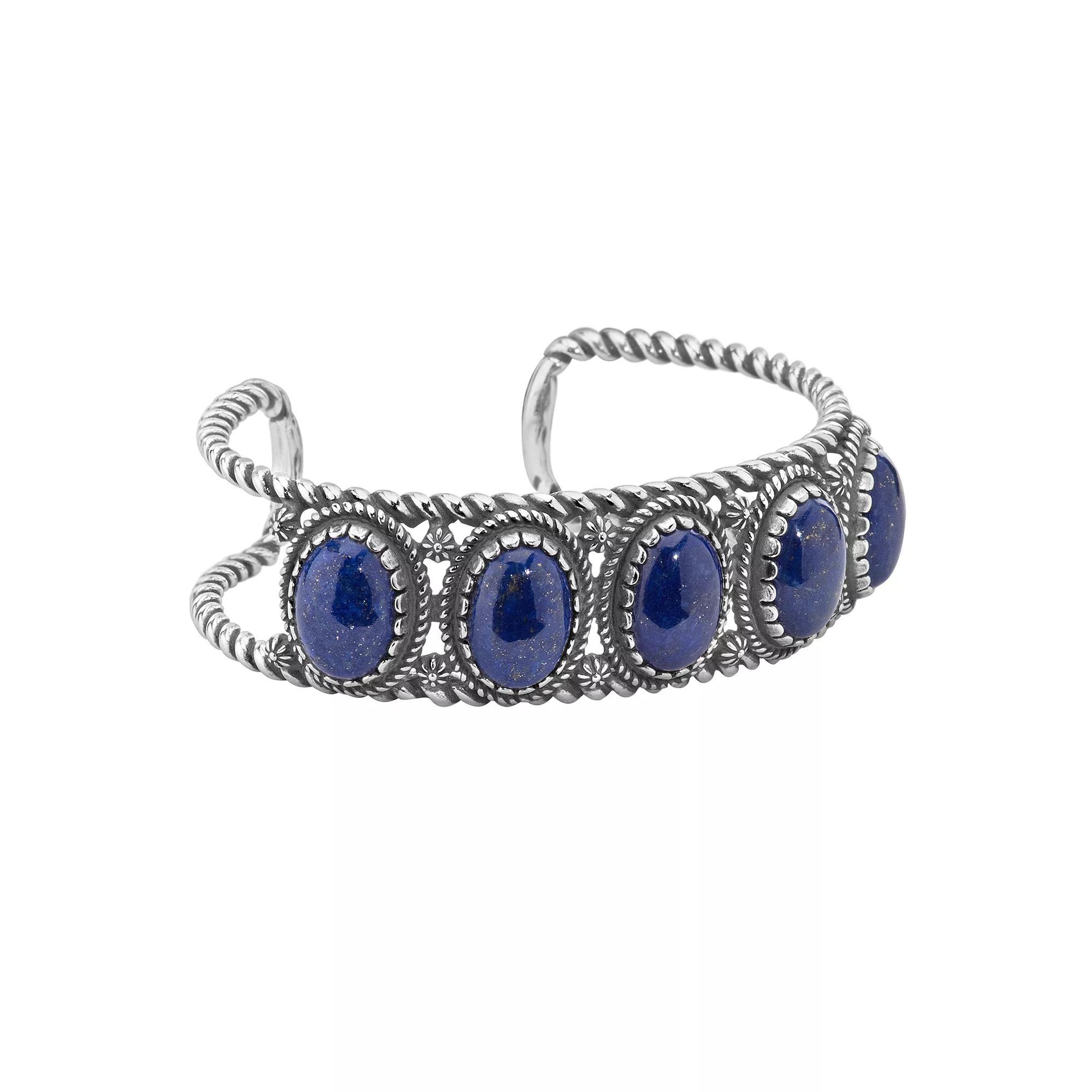 Southwest Spirit® Sterling Silver and Stone Cuff Bracelet, Women's, Size: 6.75, Blue Lapis Product Image