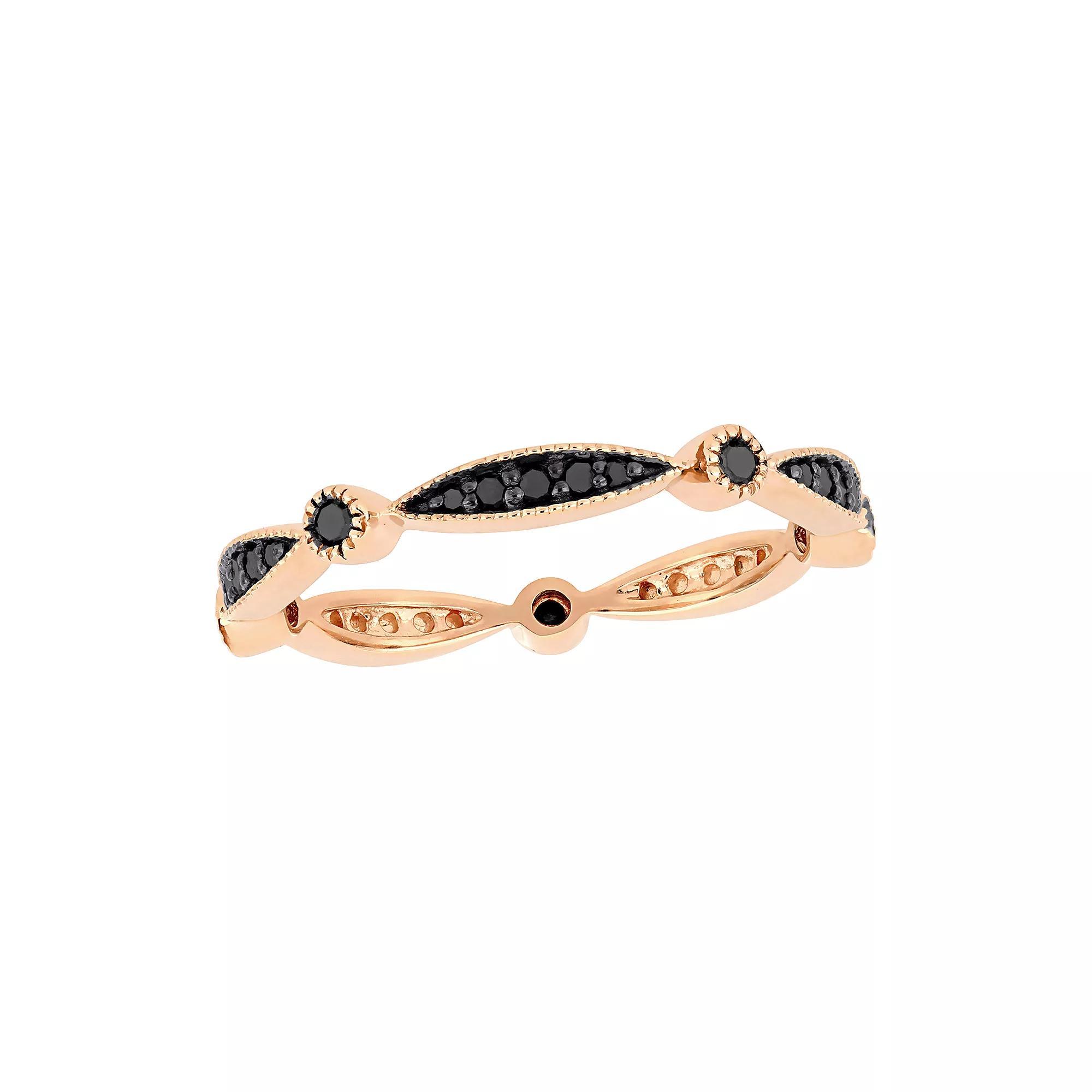 Stella Grace 10k Gold 1/4 Carat T.W. Black Diamond Band, Womens Pink Product Image