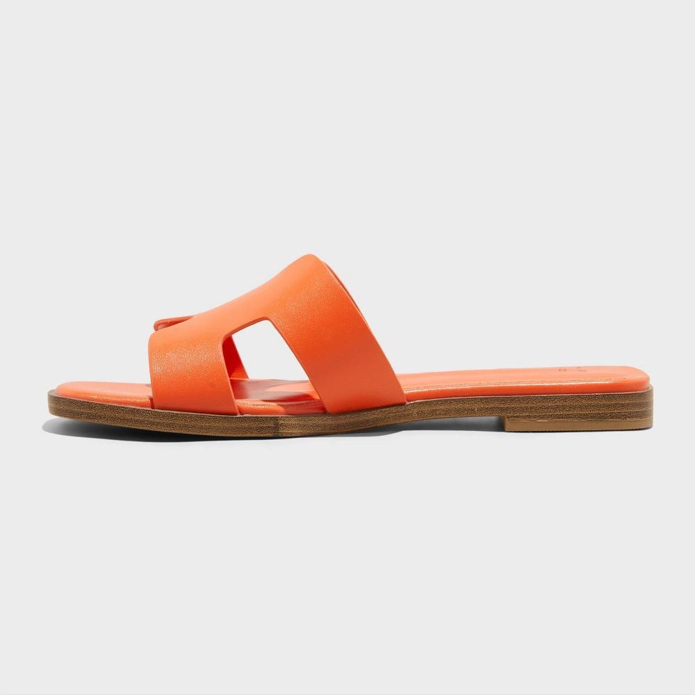 Womens Nina H-Band Slide Sandals - A New Day Orange 9.5: Slip-On Open Toe, Block Heel Product Image