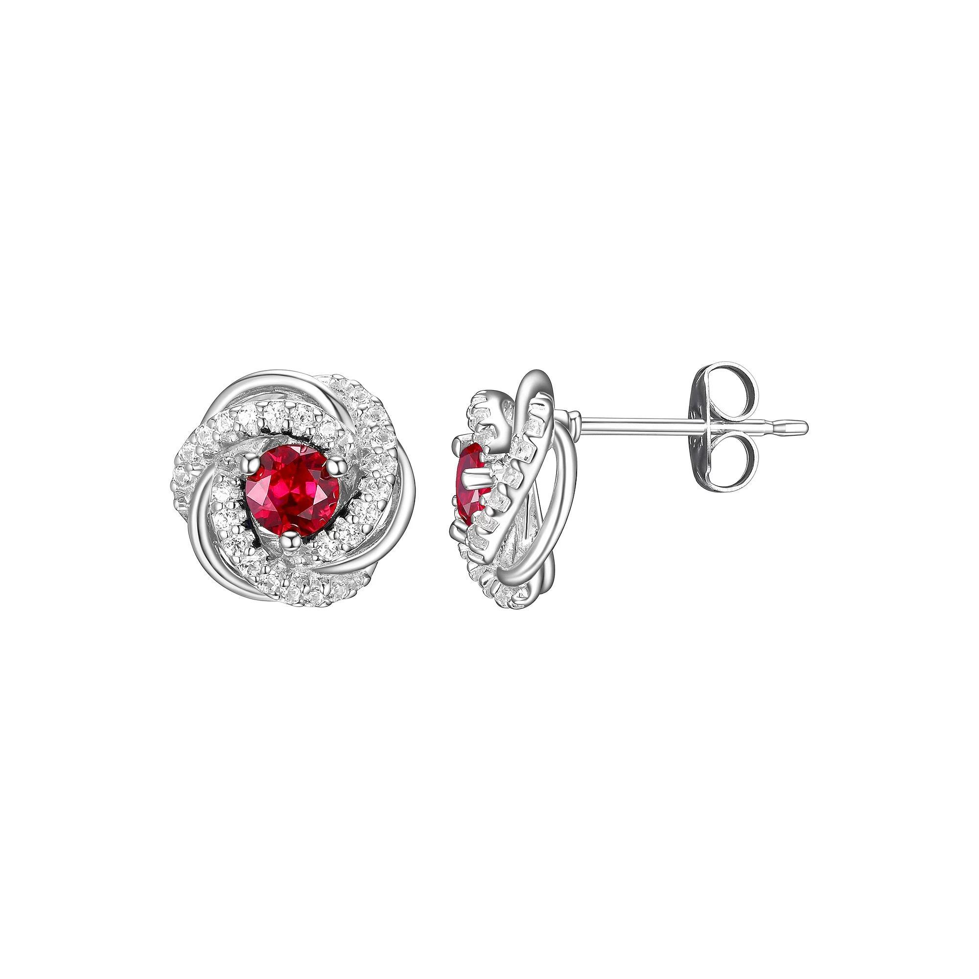 Tokens of Love Sterling Silver Lab-Created Sapphire Birthstone Love Knot Stud Earrings, Women's, 18k Gold Plated Product Image