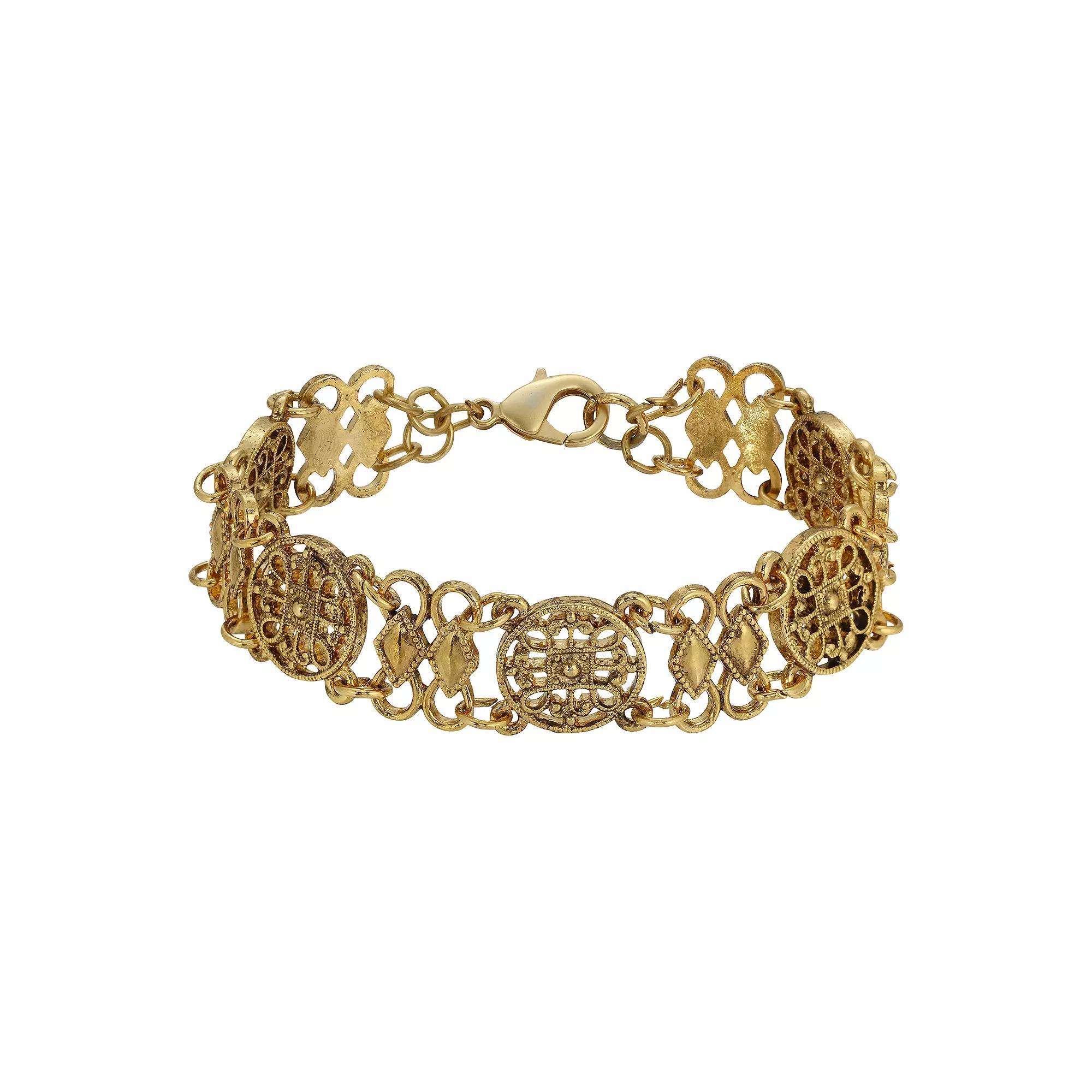 1928 Gold Tone Multi-Loop Round Filigree Bracelet, Womens Product Image
