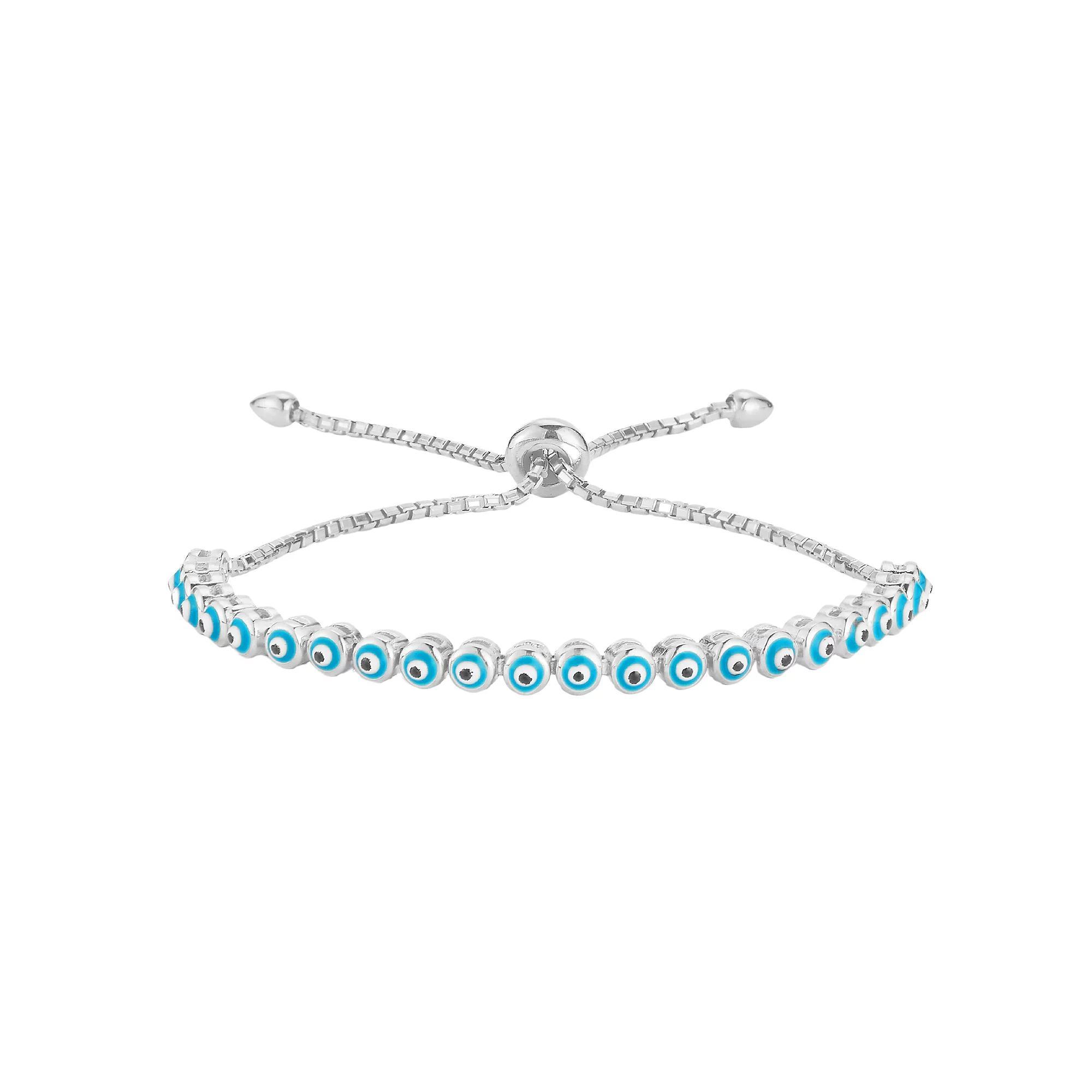 Sunkissed Sterling Cubic Zirconia Evil Eye Adjustable Bracelet, Women's, Size: 7", Gold Tone Product Image