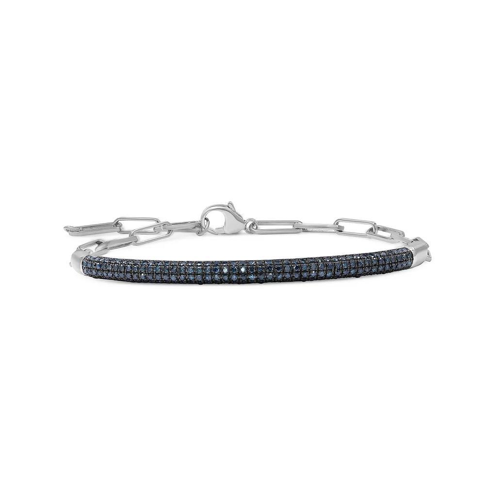 Jewelexcess 14k Gold Over Silver 1 1/2 Carat T.W. Blue Diamond Pave Bracelet, Women's, Sterling Product Image