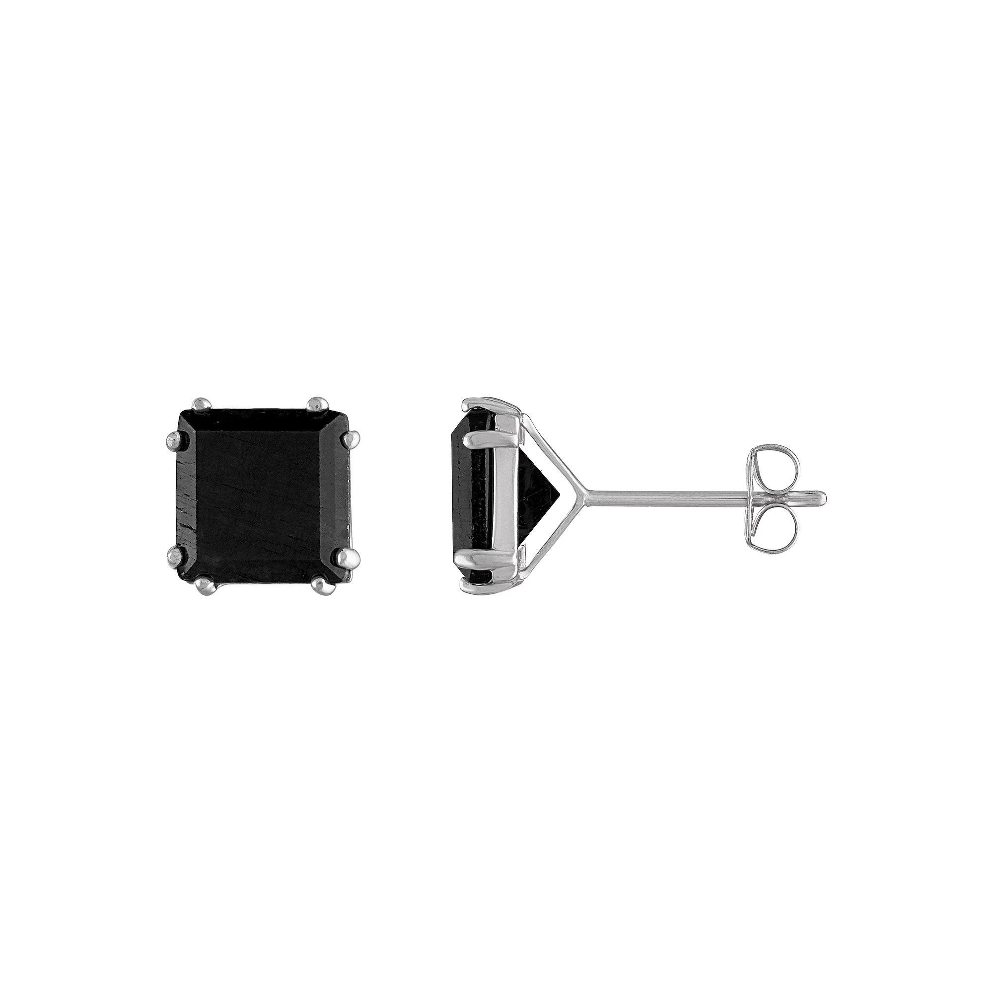 Celebration Gems 14k Gold Emerald Cut Sapphire Stud Earrings, Womens Product Image