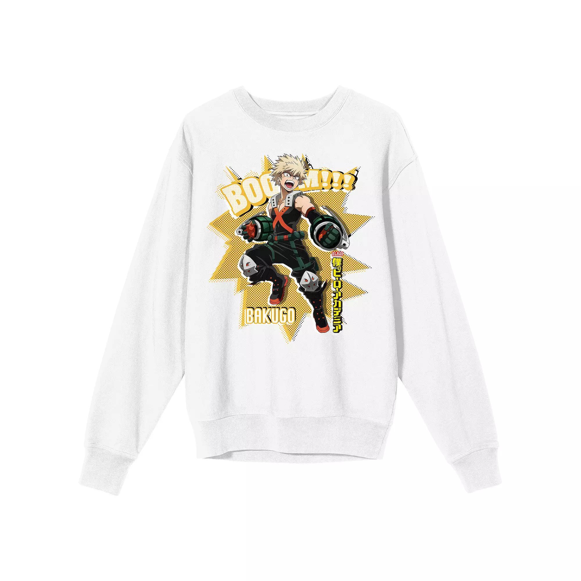 Men's My Hero Academia Bakugo Boom Long Sleeve Graphic Tee, Size: Large, White Product Image