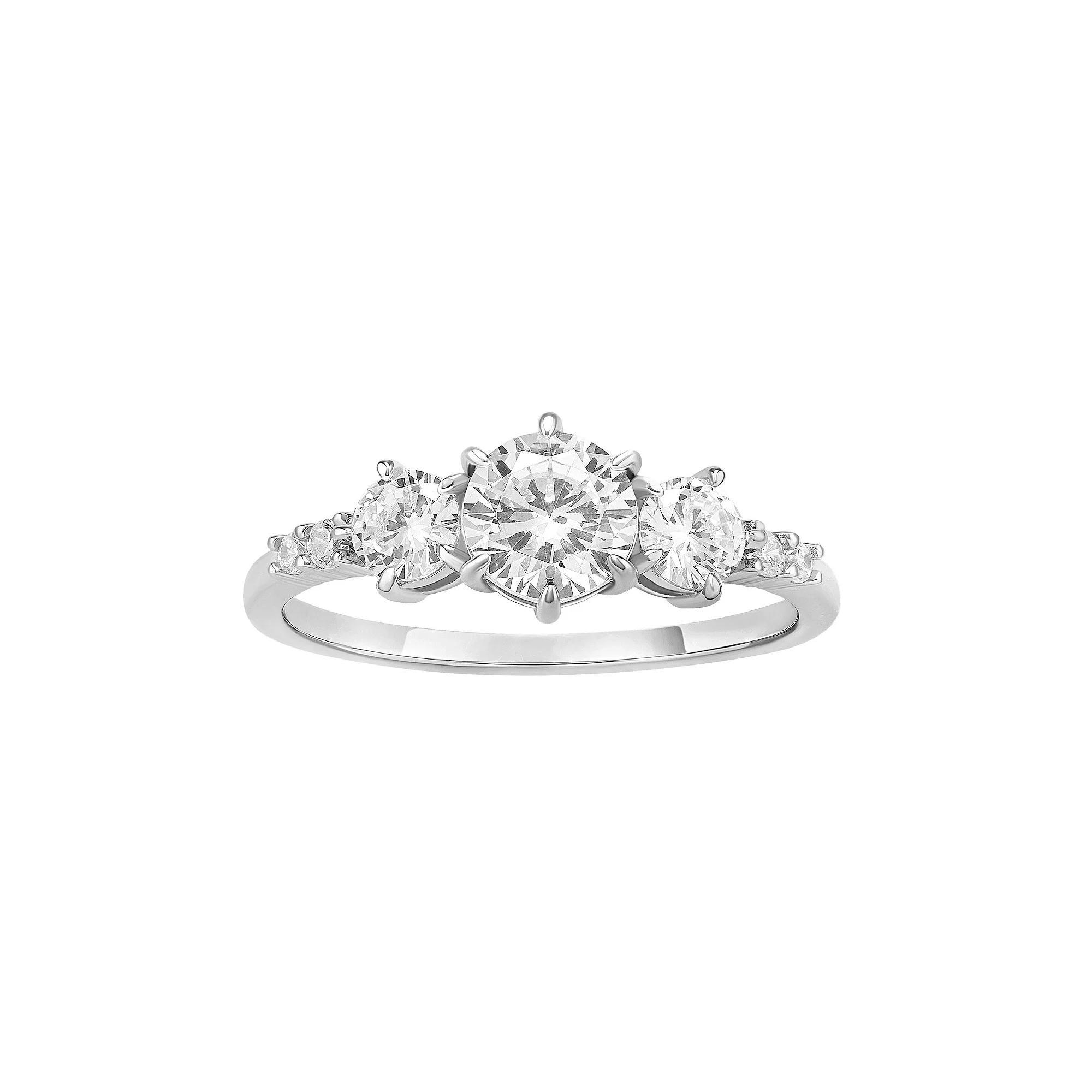PRIMROSE Sterling Silver Triple Graduated Cubic Zirconia Ring, Women's, Size: 7, Sterling Clear Product Image