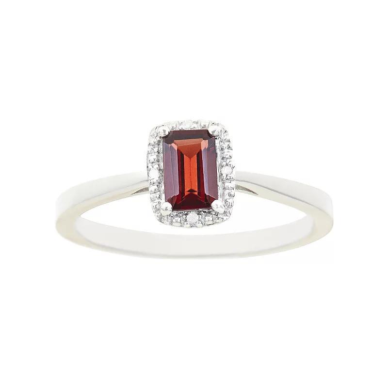 Celebration Gems Sterling Silver Aquamarine & Diamond Accent Rectangle Halo Ring, Womens Product Image