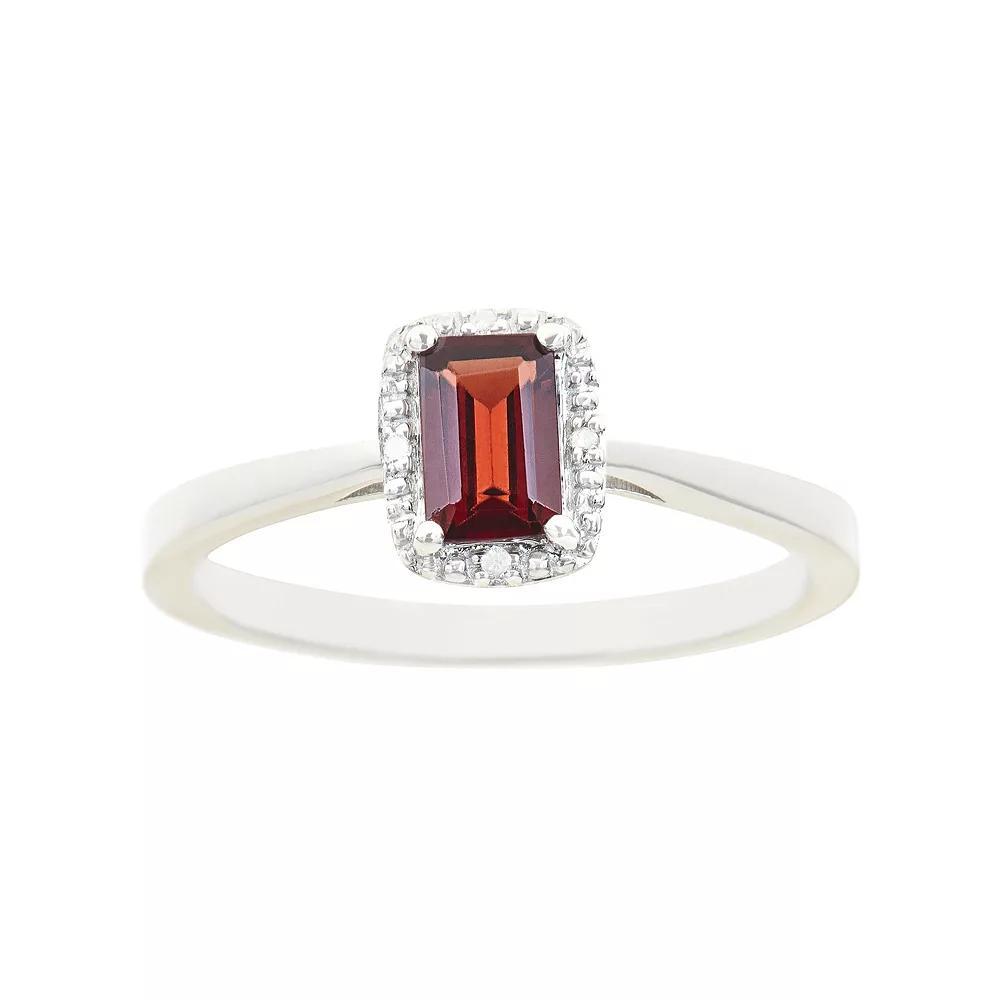 Celebration Gems Sterling Silver Aquamarine & Diamond Accent Rectangle Halo Ring, Womens Product Image