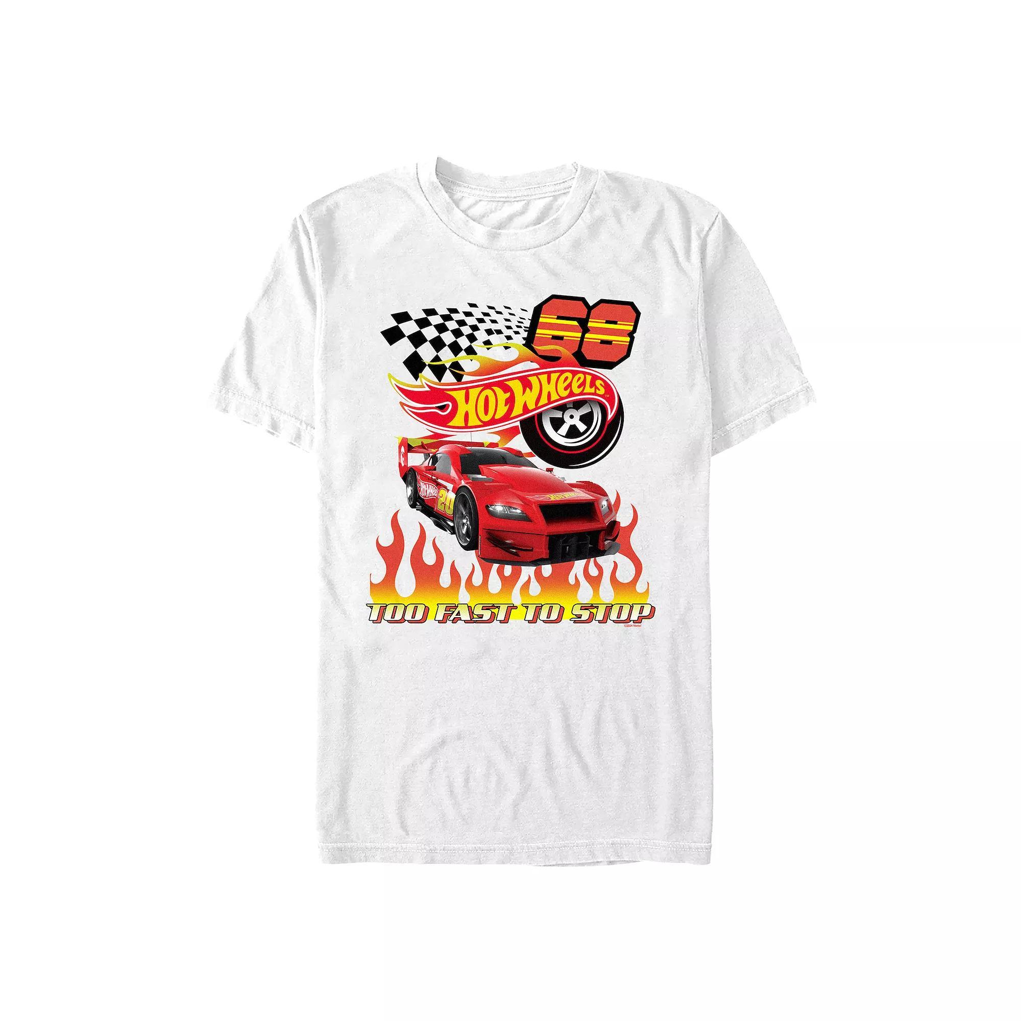 Men's Hot Wheels Too Fast To Stop Graphic Tee, Size: XS, White Product Image