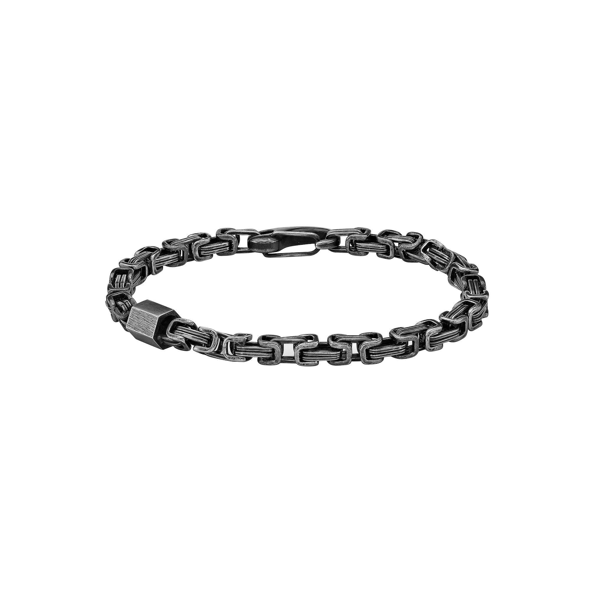 Mens LYNX Stainless Steel Black Ion Plated Byzantine Chain Bracelet Product Image