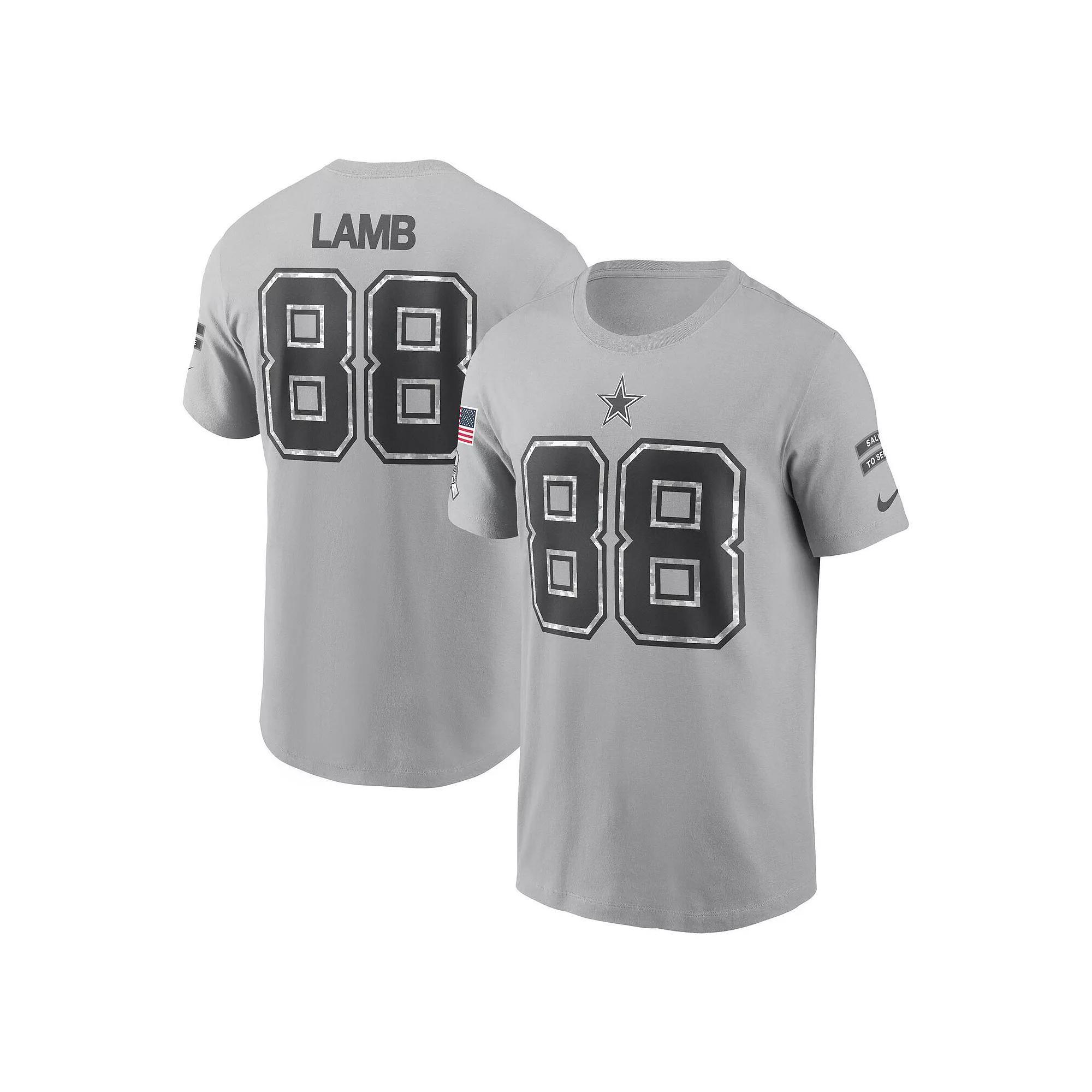Men's Nike CeeDee Lamb Gray Dallas Cowboys 2024 Salute To Service Name & Number T-Shirt, Size: 3XL, Grey Product Image