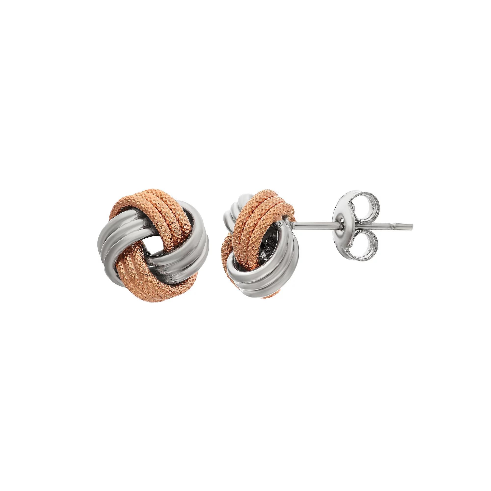 Jordan Blue 10k Gold Love Knot Earrings, Women's, 10k 2 Tone White Rose Product Image
