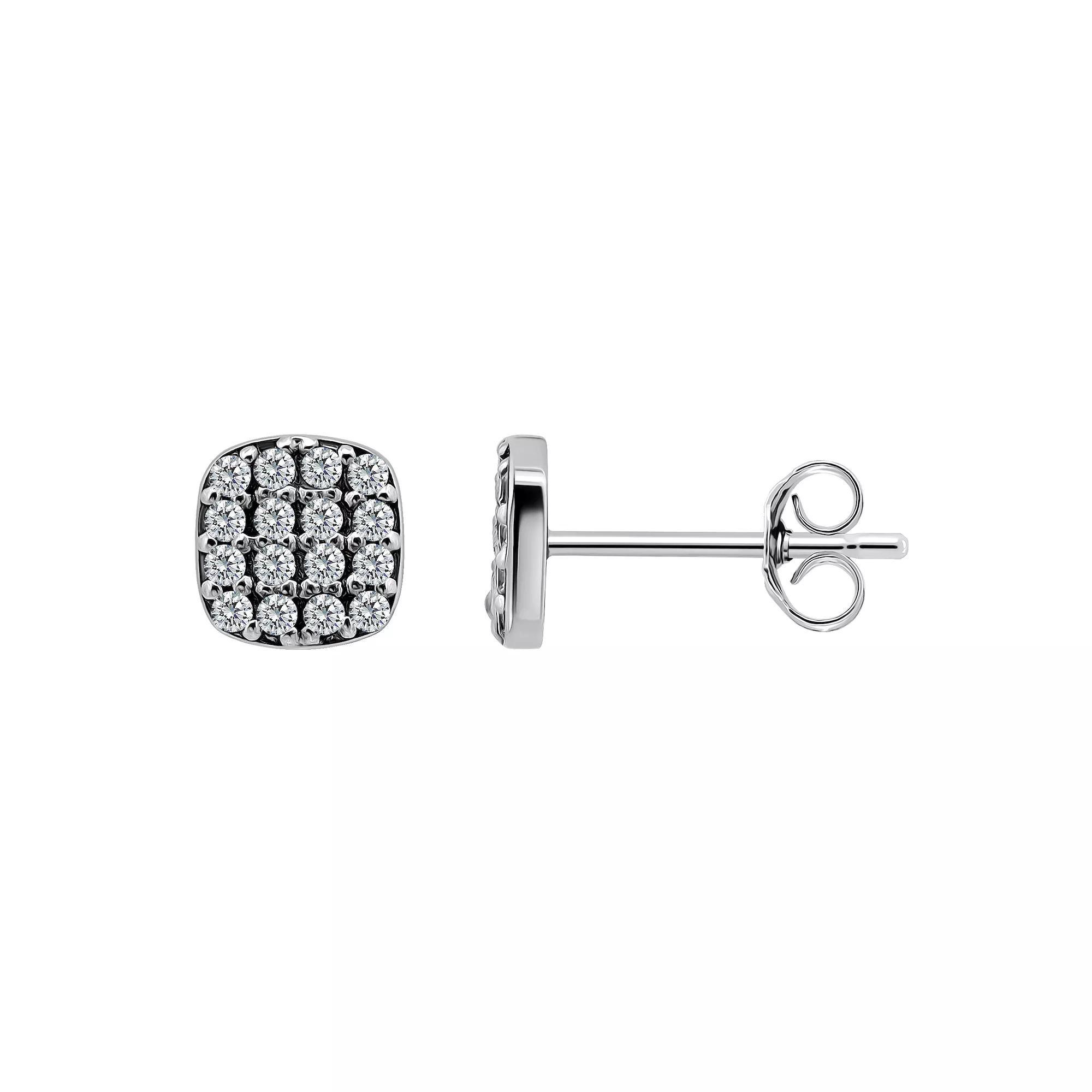 Aleure Precioso Pave Cubic Zirconia Square Stud Post Earrings, Womens, Gold Tone Product Image
