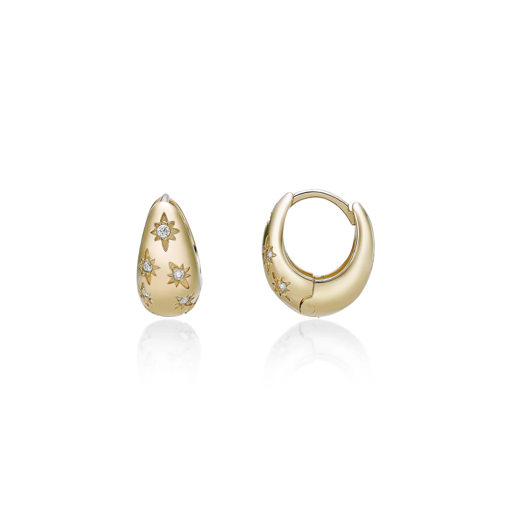 Gemminded 18k Gold Over Silver 1/10 Carat T.W. Lab-Grown Diamond Hoop Earrings, Women's, Gold Tone Product Image