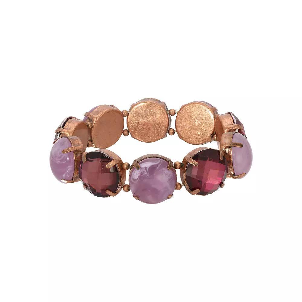 1928 Round Faceted Acrylic Stretch Bracelet, Womens, Purple Product Image