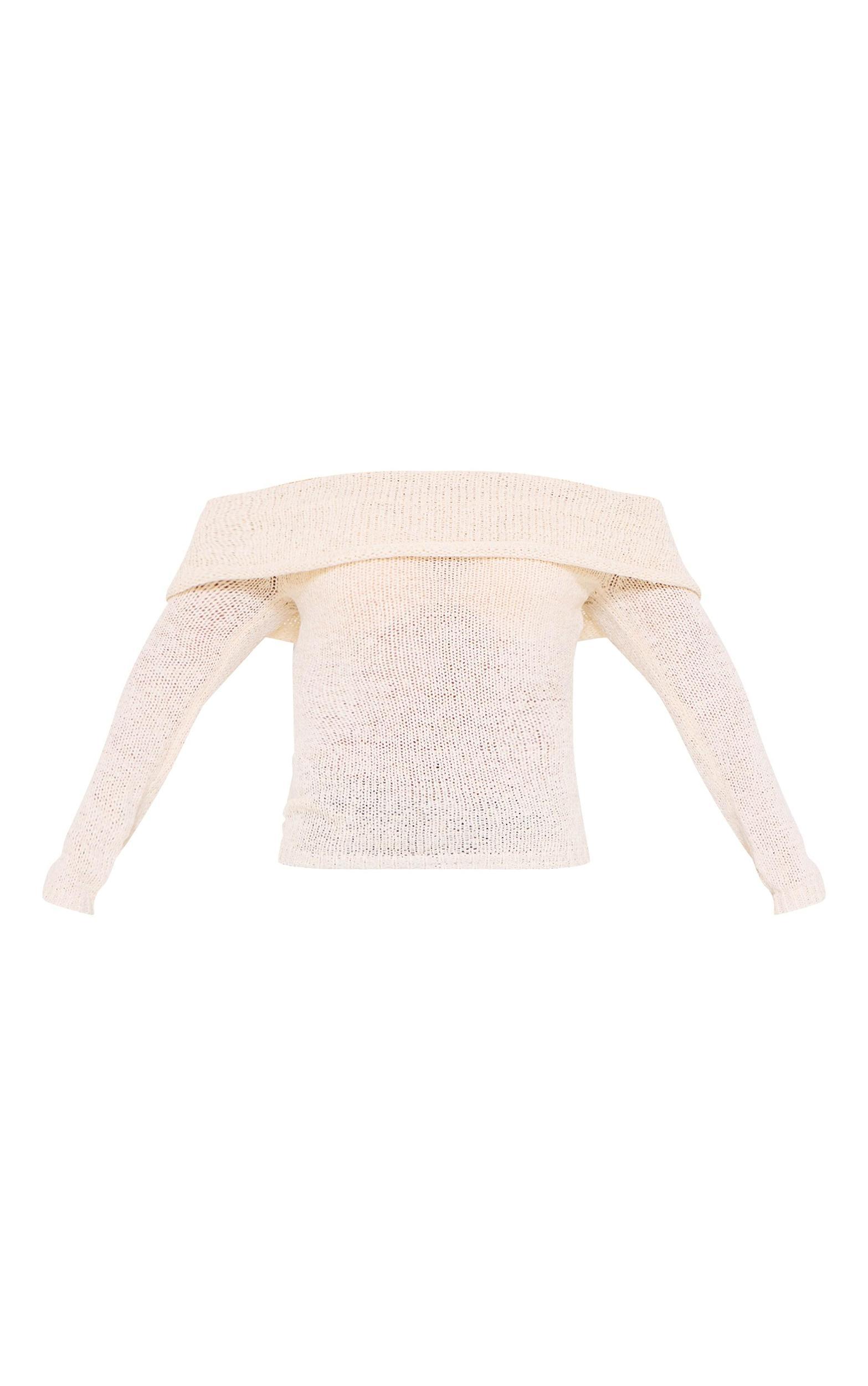 Cream Bobble Knit Bardot Top Product Image
